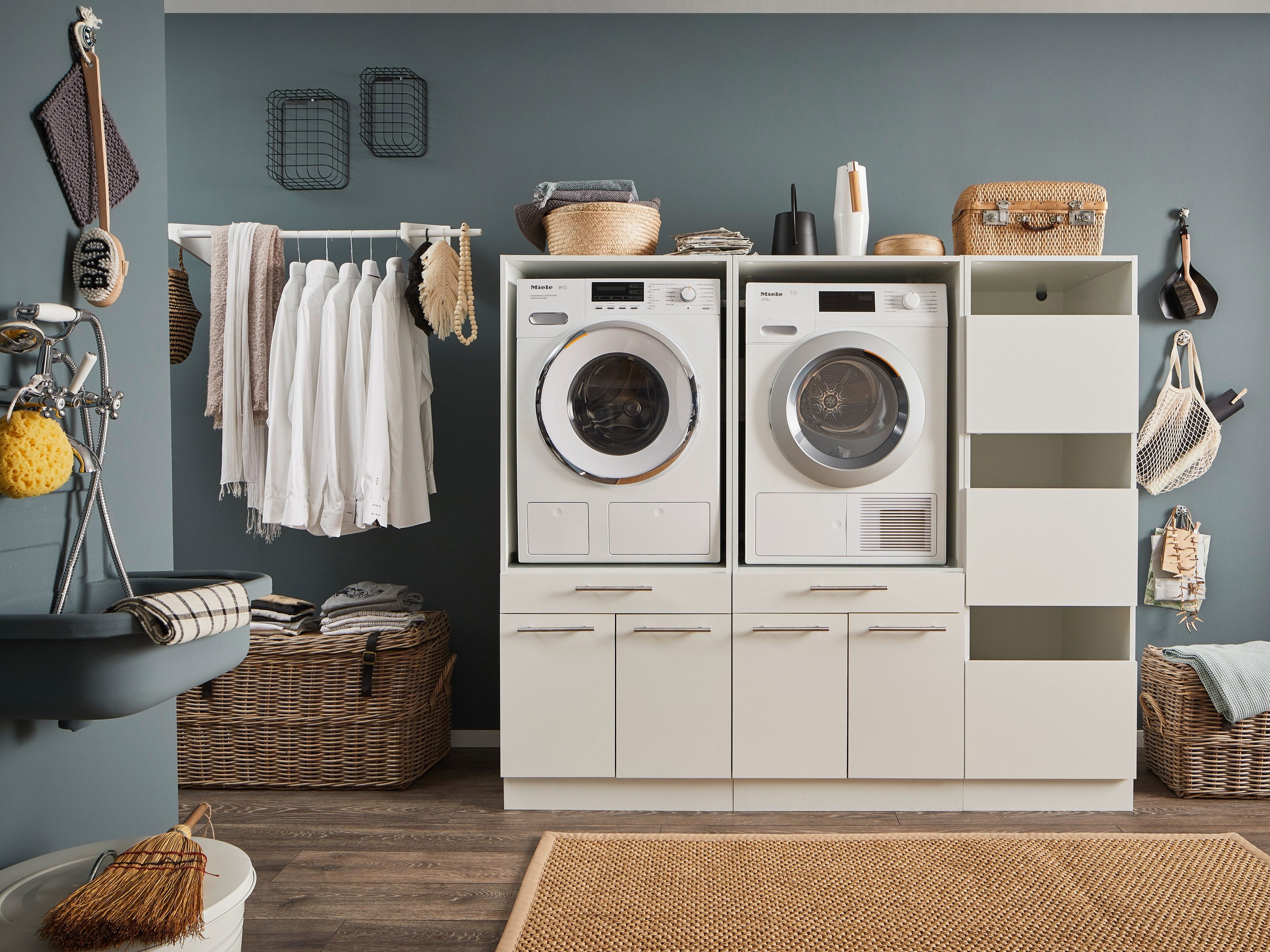 freiraum Waschmaschinenumbauschrank LAUNDREEZY in weiß - 185x162x67,5 (BxHxT)