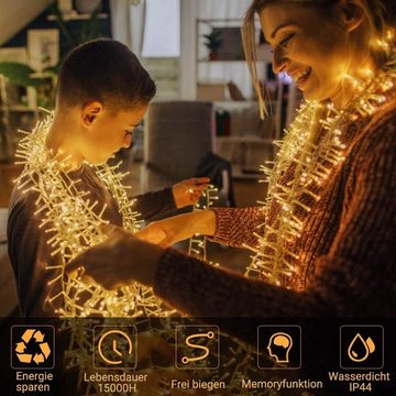 Elegear LED-Lichterkette 10/25/50M Lichterkette mit dark grüne Linien für Weihnachtsbaum, 100-flammig, Weihnachtsdeko Innen/Außen mit 8Modi