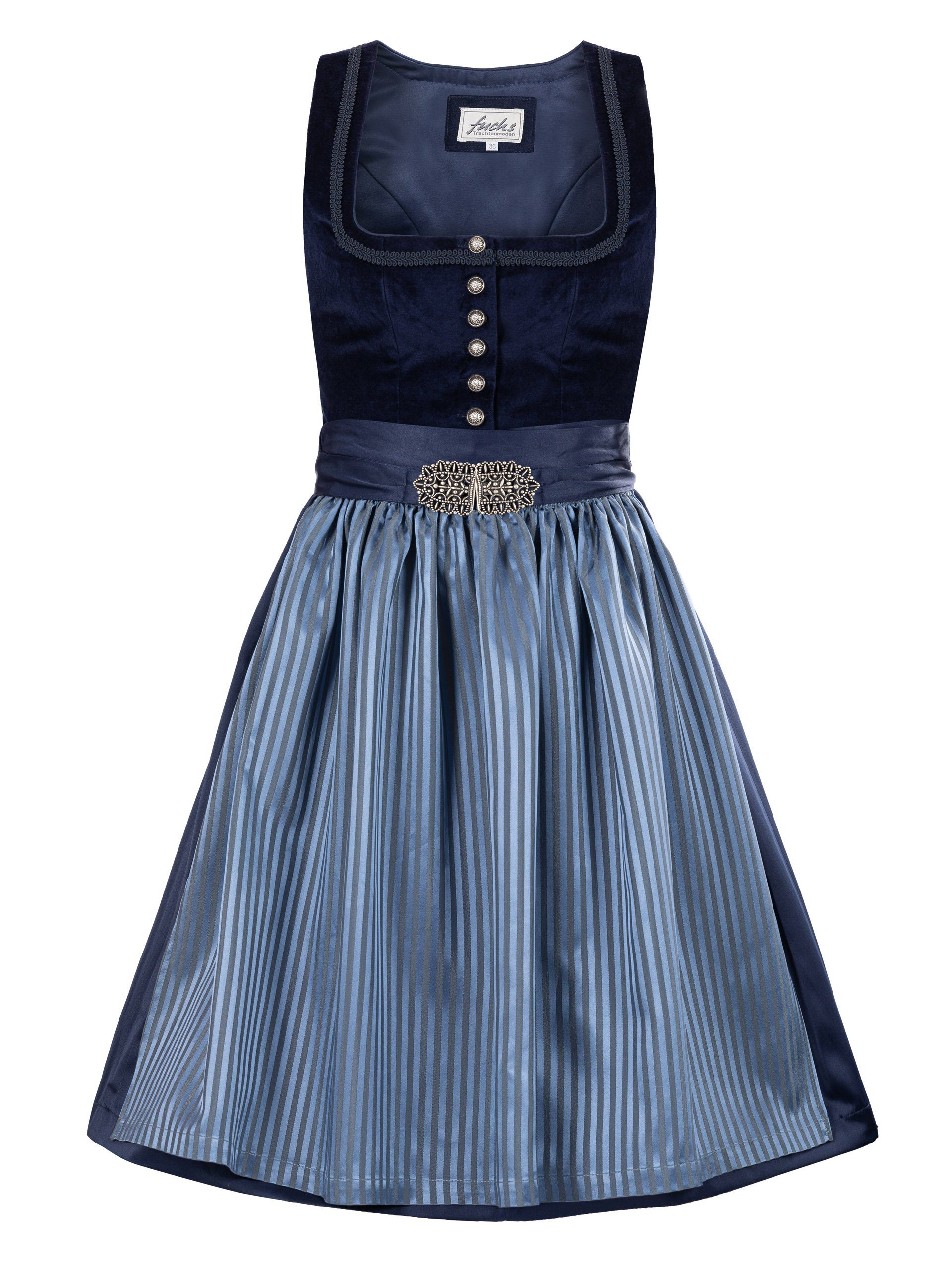 Trachten24.de Dirndl Midi Dirndl Doro blau (2-tlg) Rockteil 65cm