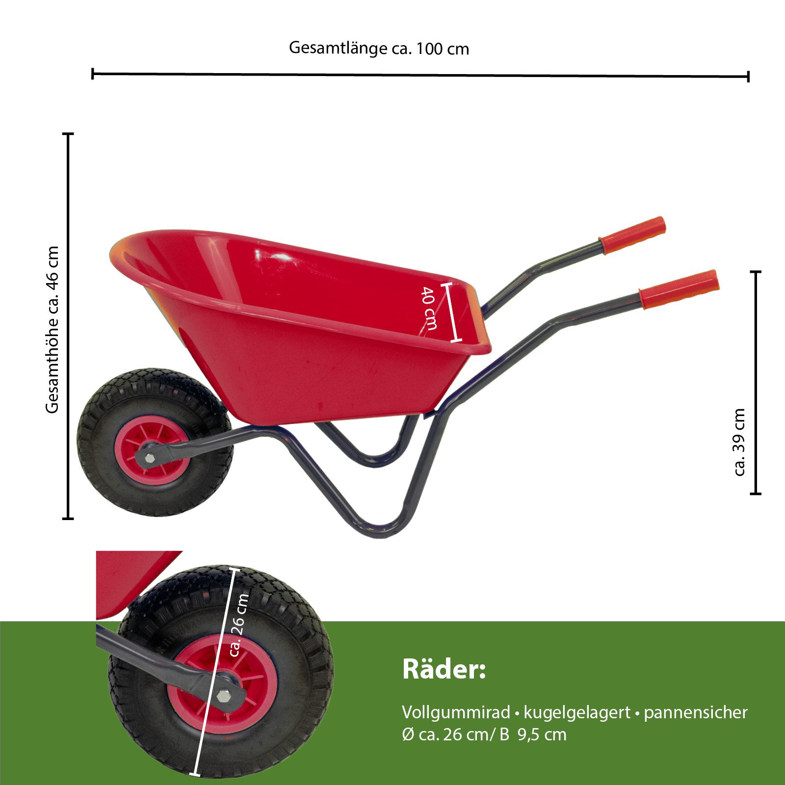 TRUTZHOLM Spielzeug-Gartenset Kinderschubkarre uni 40kg Kunststoffwanne in günstig online kaufen