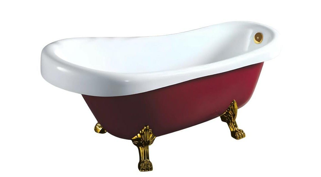 Xlmoebel Badewanne XLMOEBEL Komfortwanne aus Acryl in auffälligem Rot, Made in Europa