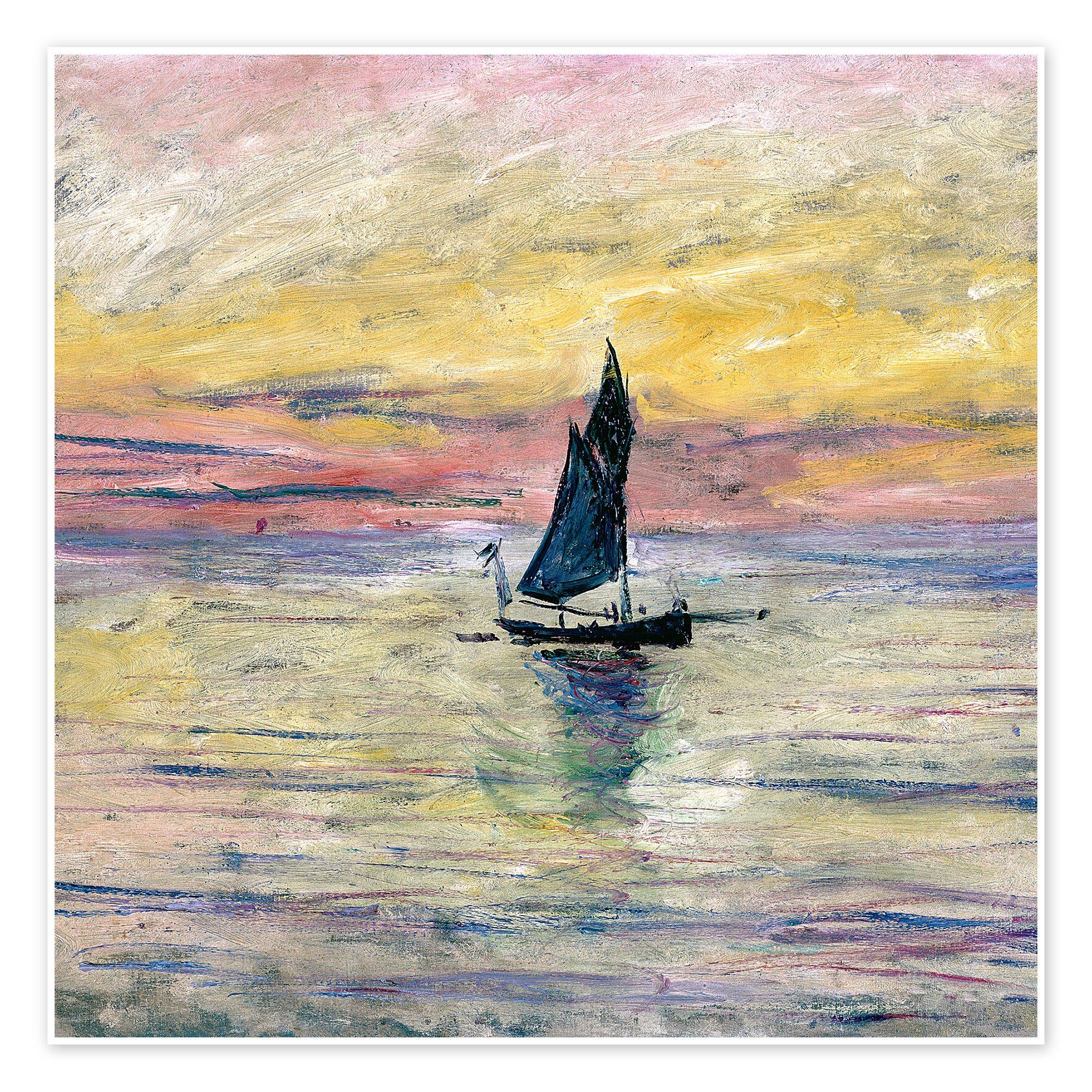 Posterlounge Poster Claude Monet, Segelboot am Abend, Badezimmer Maritim Malerei