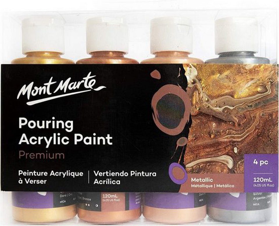 Bastelfarbe PREMIUM Pouring Acrylfarbe, Gieß-Acryl, je 4 x 120 ml, diverse Sets