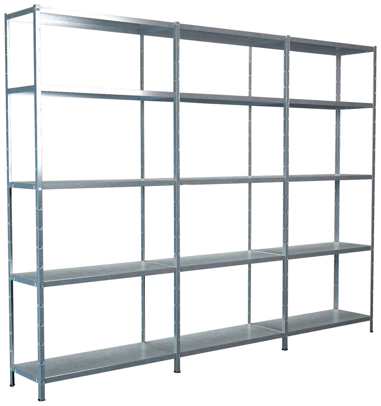 SCHULTE Regalwelt Steckregal Stecksystem Grund- und 2x Anbauregale, Metall verzinkt, 2000x2600x350 mm, 15 Böden | Steckregale