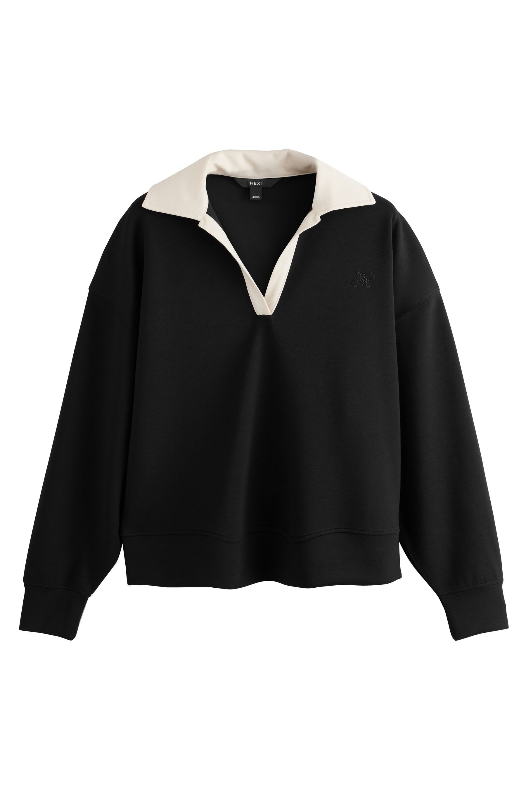 Next Sweater Fließendes Rugby-Sweattop mit Kontrastkragen (1-tlg)