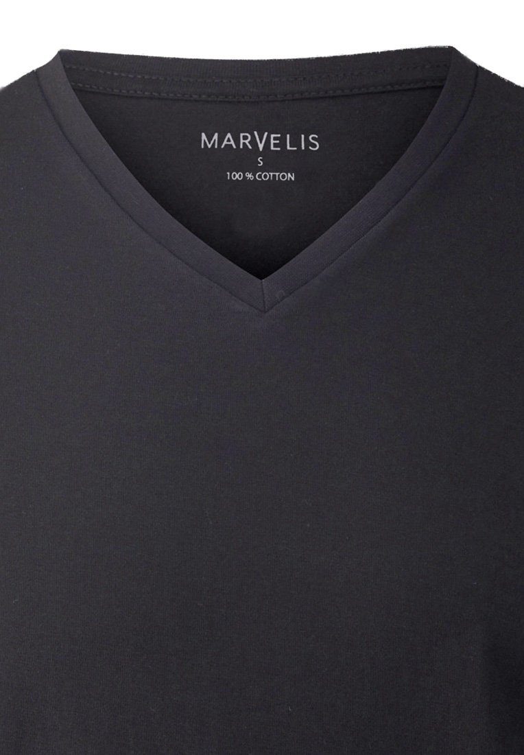 T-Shirt V-Shirt Doppelpack MARVELIS - (2-tlg) V-Ausschnitt schwarz -