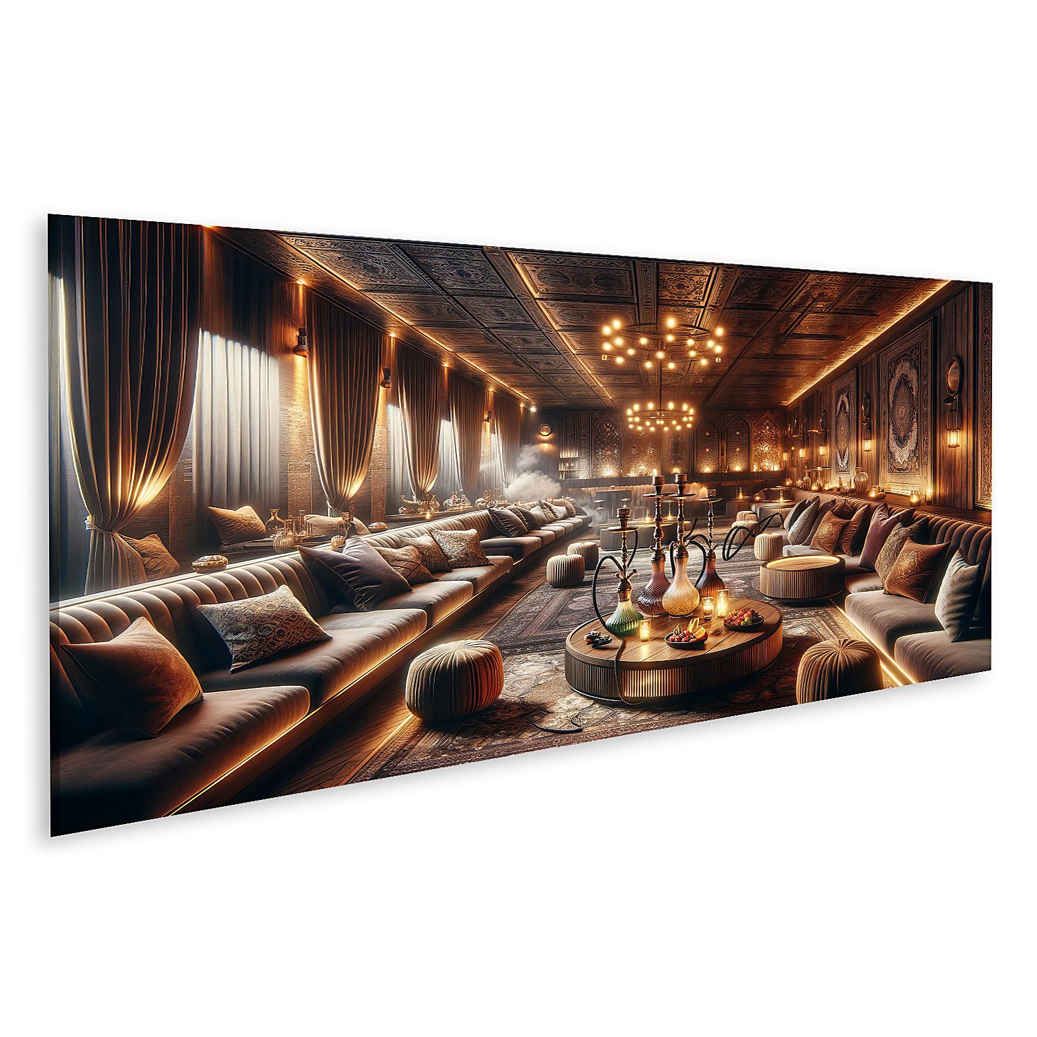 islandburner Leinwandbild Einladende Shisha Lounge mit modernem und gemütlichem Ambiente