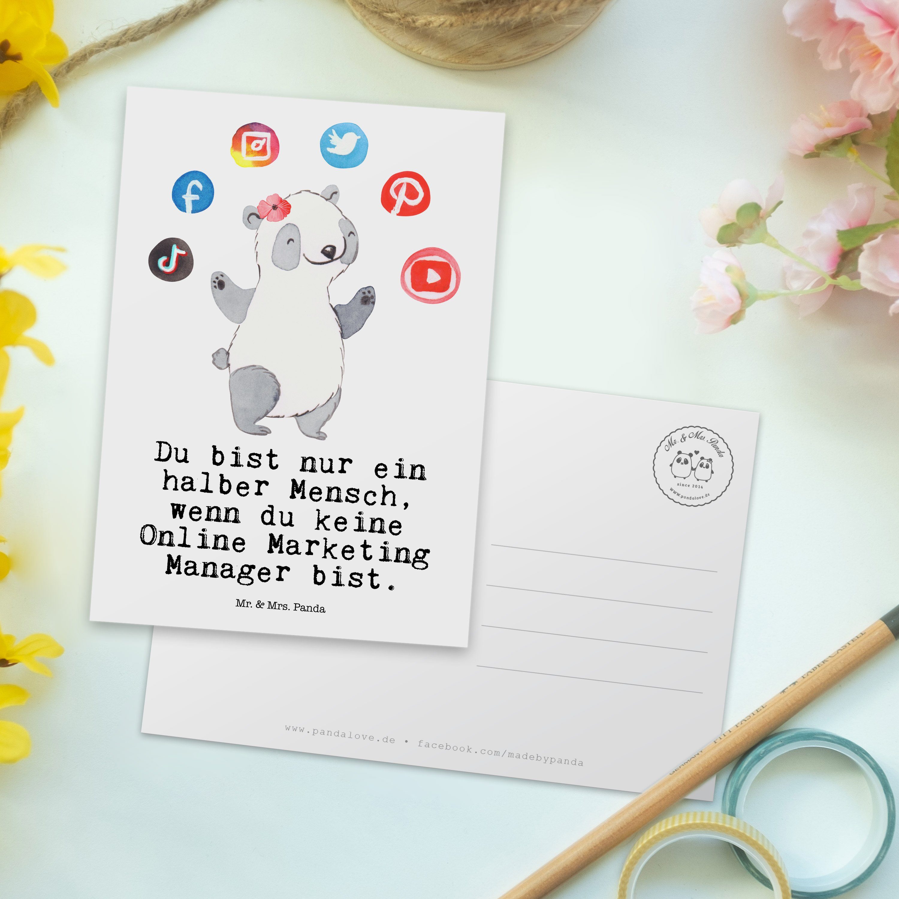 Weiß Mrs. Herz Kollege, Digital Geschenk, Panda Marketing mit - - & Mr. Manager Online Postkarte