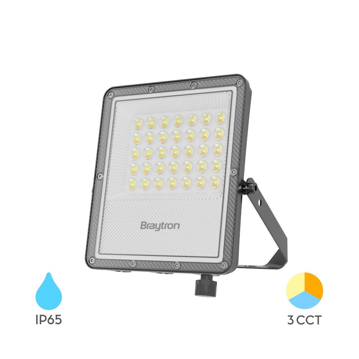 Braytron LED Außen-Wandleuchte LED Flutlichtstrahler 30W, IP65, 3CCT, 3300 Lumen, LED fest integriert, Neutralweiß, Kaltweiß, Warmweiß, Energieeffizient, Flimmerfrei, Langlebig, 3CCT, sehr hell