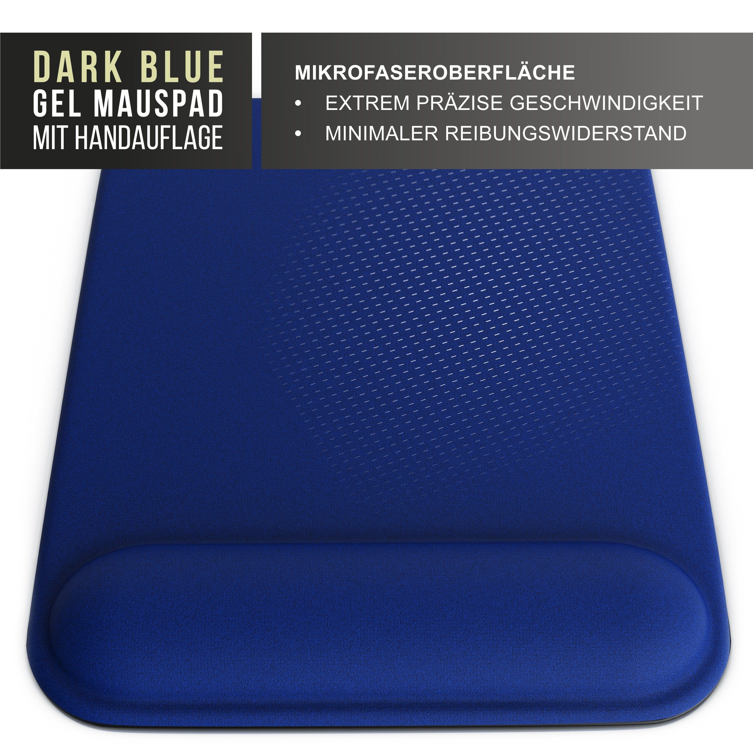 CSL Gaming Mauspad Office Gel Mousepad mit Handgelenkpolster 225 x 280 x 20 mm (1-St), Handballenauflage, Gelpolster ergonomisch, abwaschbar, dunkelblau – Bild 5 von 5
