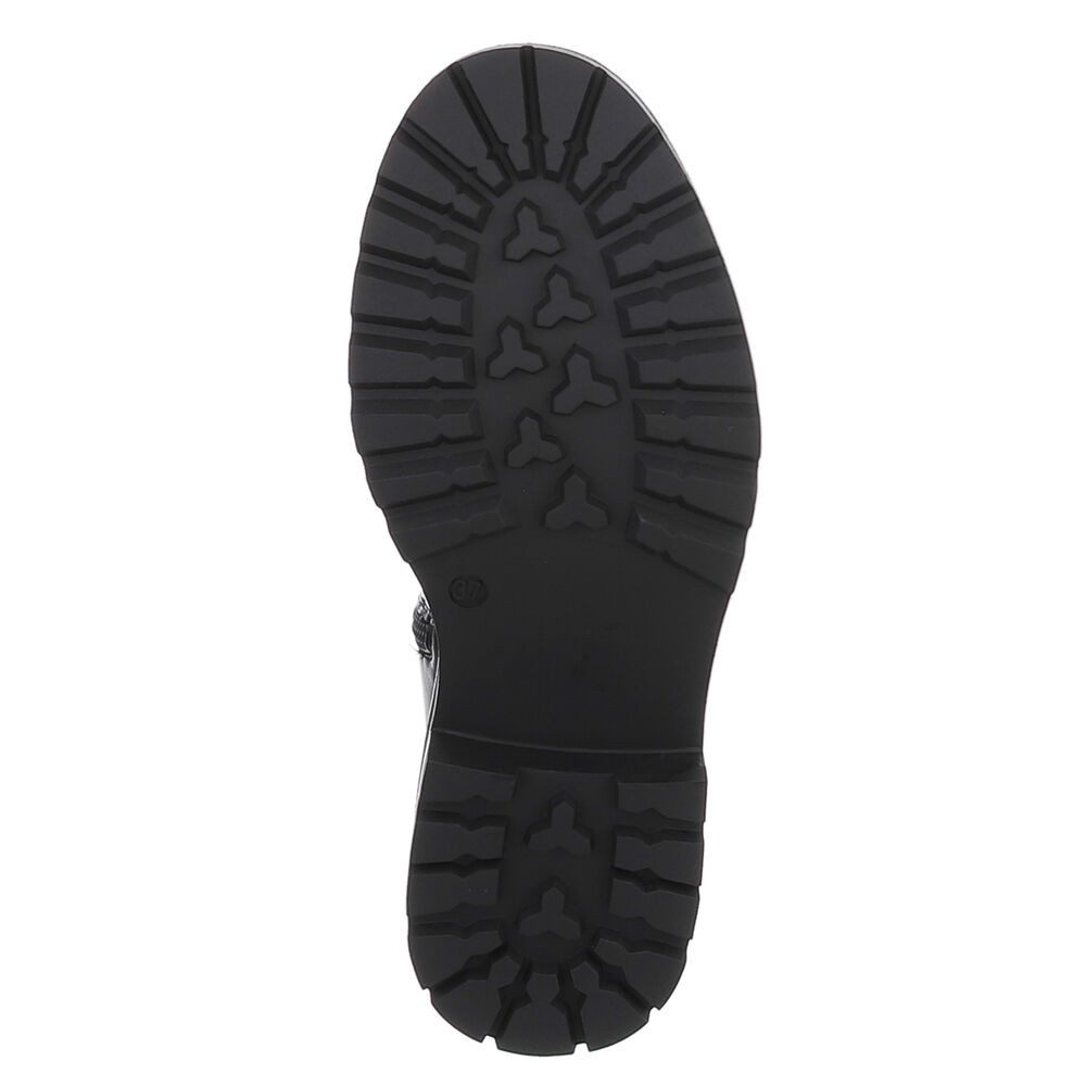Ital-Design Hochschaftstiefel mit robustem Design für Damen Plateaustiefel (90417939) Blockabsatz Stiefel in Schwarz