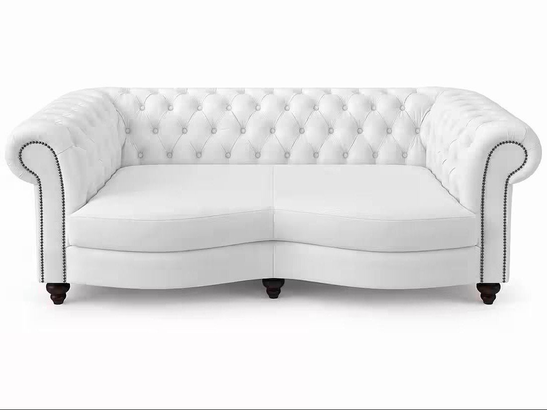 Xlmoebel Big-Sofa Exklusives 3er Sofa Weiss Modern Ledersofa Polstersofa Holz Couch, 1 Teile, Knopfheftung, elegante Nähte