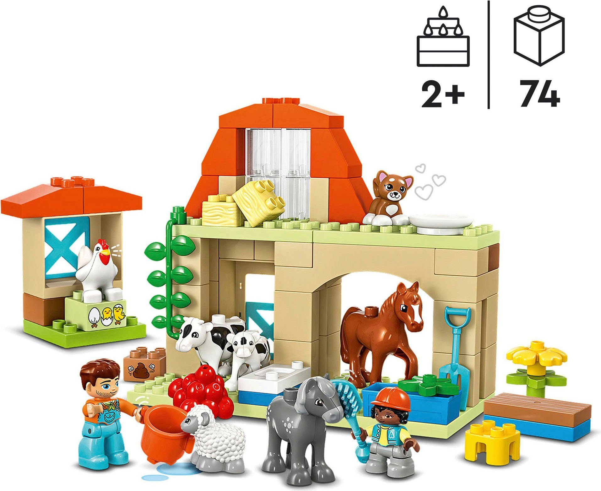 LEGO® Tierpflege auf dem Bauernhof (10416), LEGO DUPLO Town Konstruktionsspielsteine, (74 St), Made in Europe
