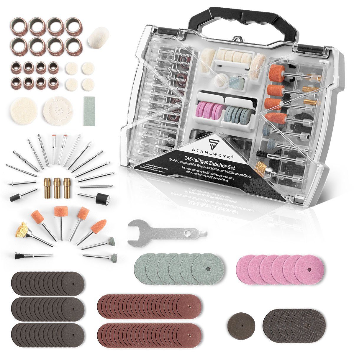 STAHLWERK Werkzeugset Zubehör 145-tlg passend für Dremel Stabschleifer, (1-tlg)