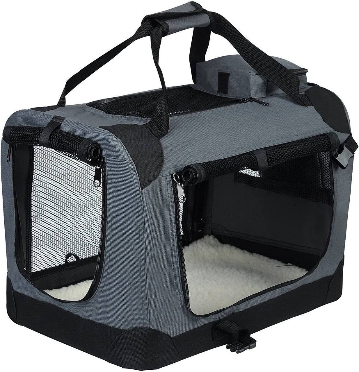 EUGAD Tiertransporttasche bis 16,00 kg, faltbar Hundetransportbox Grau
