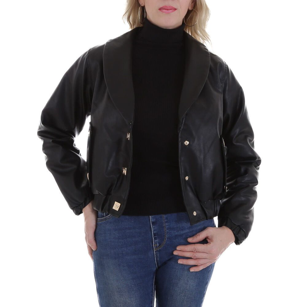 Lederimitatjacke Damen Jacke mit Kunstfellkragen – Eleganz für jede Gelegenheit