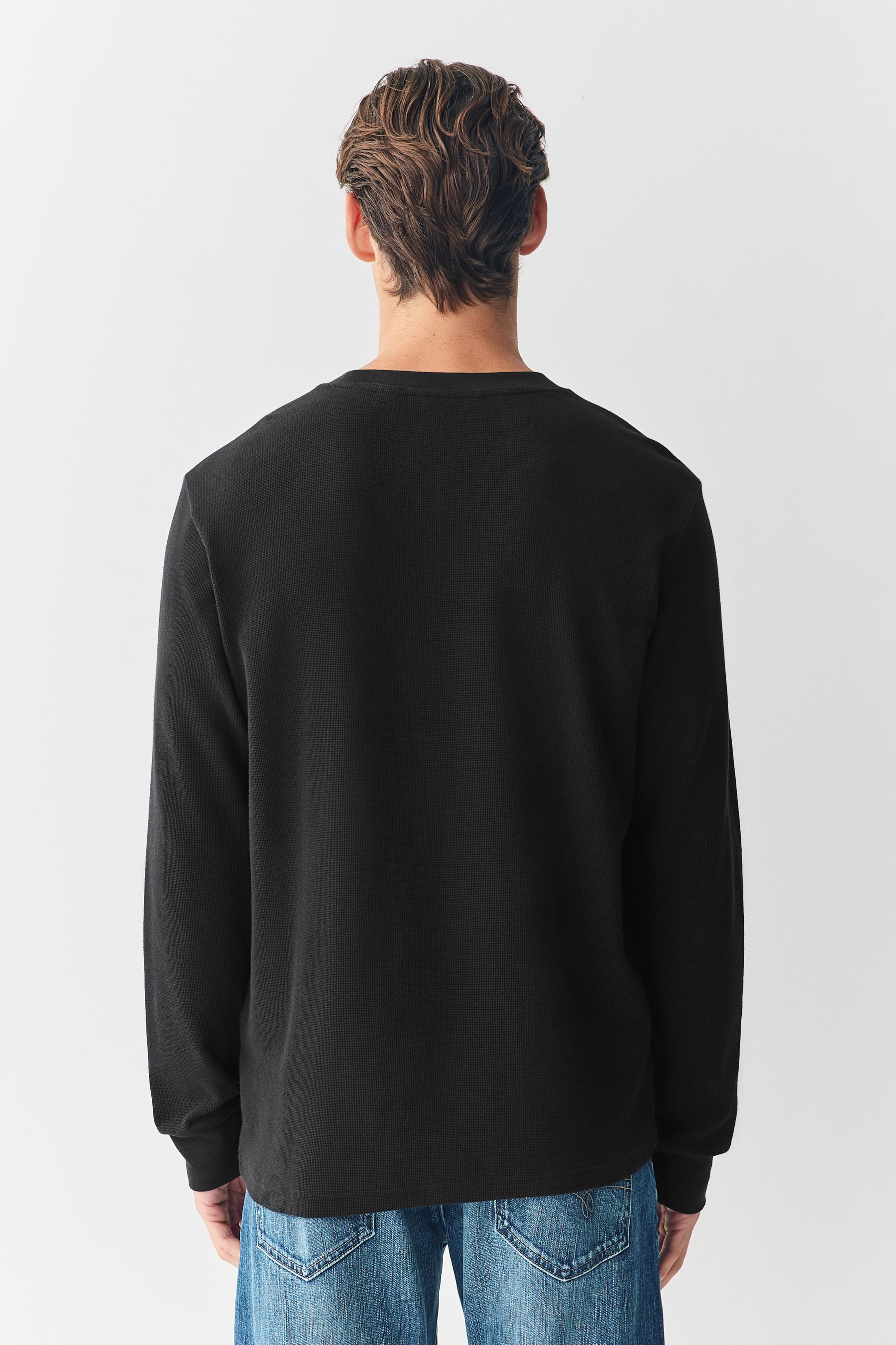 Next Langarmshirt Langärmeliges Hemd mit Micro-Waffelstruktur (1-tlg) günstig online kaufen