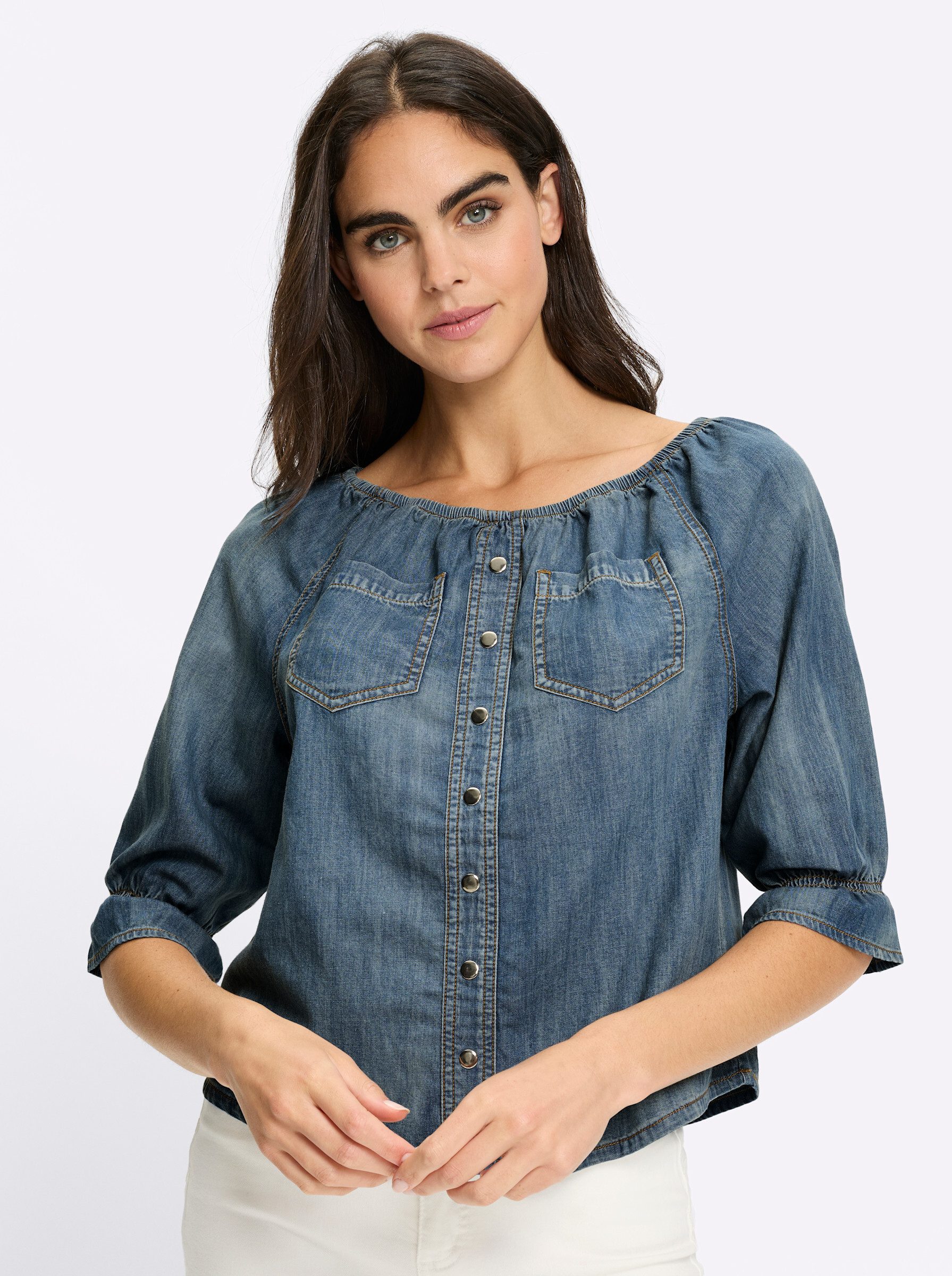 heine Klassische Bluse Jeansbluse . günstig online kaufen