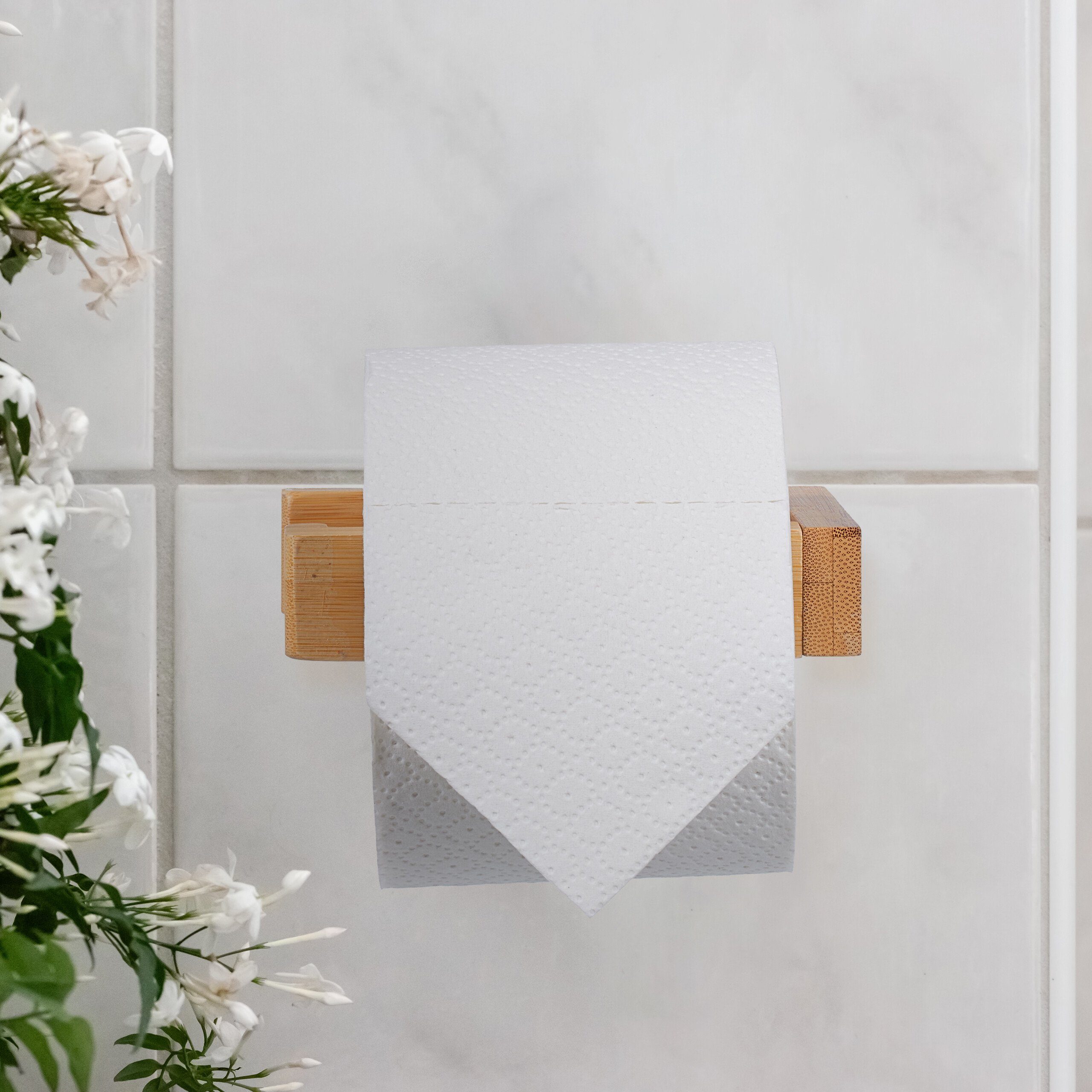 relaxdays Toilettenpapierhalter Bambus (1-St) – Bild 5 von 5