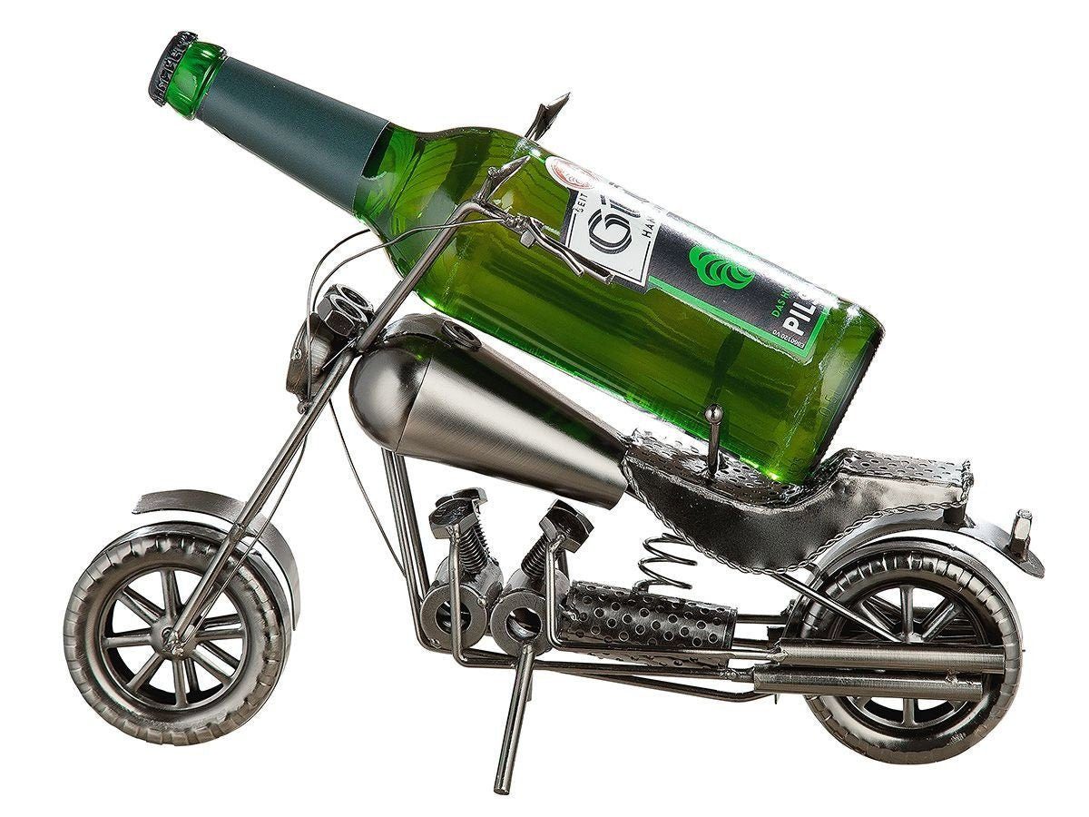 GILDE Dekoobjekt Bier Wein Flaschenhalter "Motorrad" Harley Rocker aus Metall Geschenki