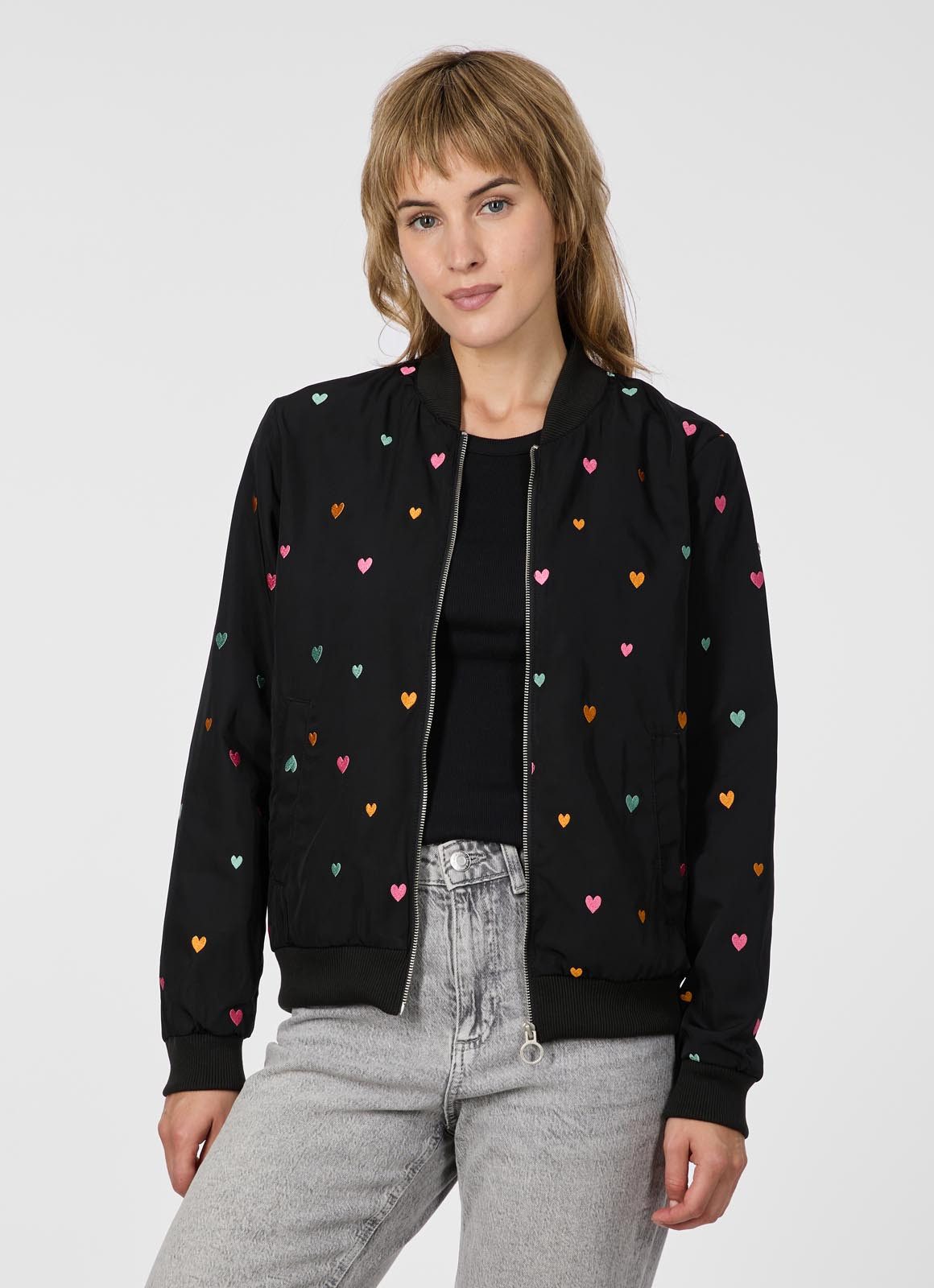 Ragwear Blouson LUNARA HEARTS Mit bunter Allover-Herzchenstickerei günstig online kaufen