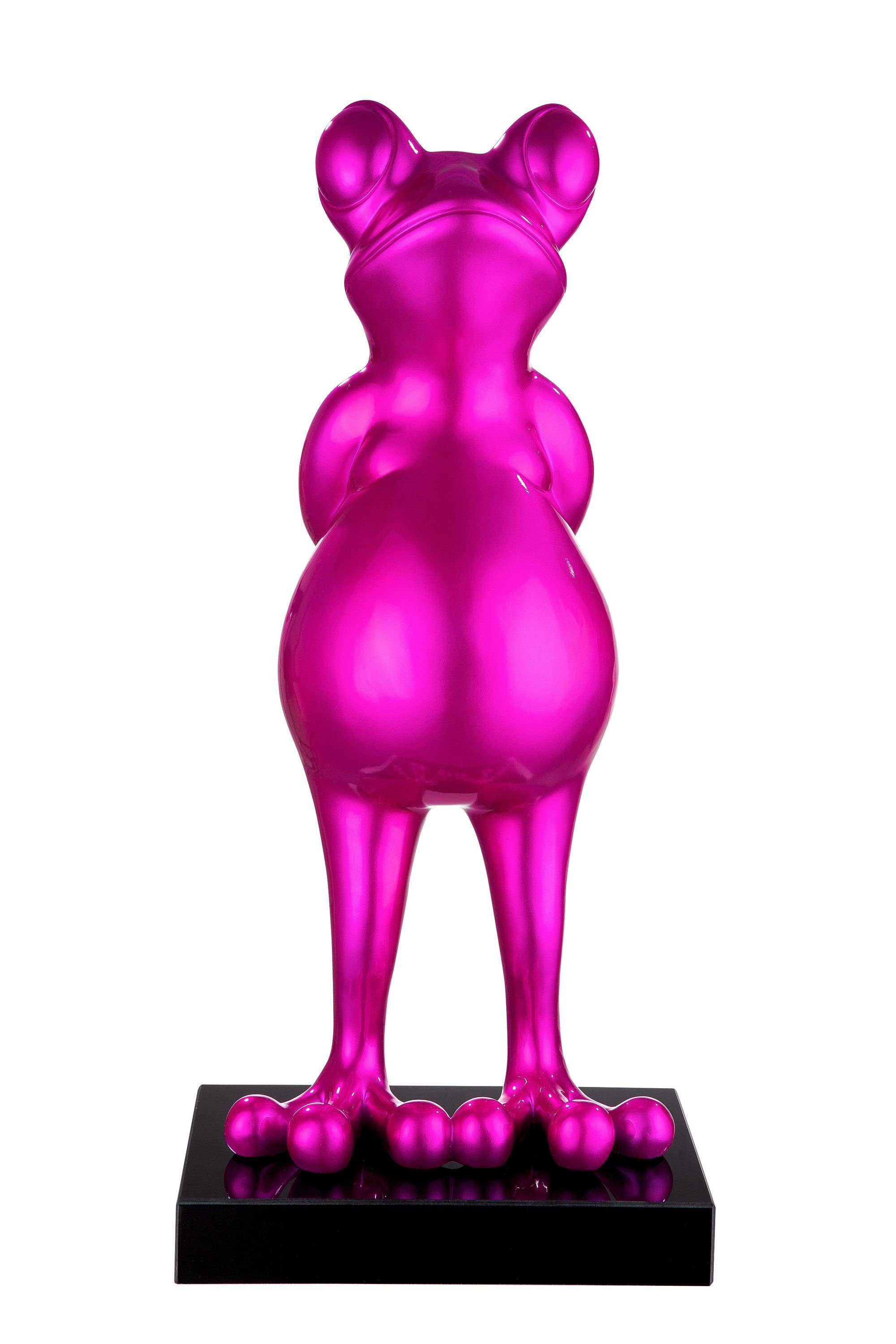 GILDE Skulptur FROG Skulptur - pink - Kunstharz, Marmor - H. 68cm x B. 30cm - Figur (1 Stück), Große Frosch Dekoskulptur - Einzigartige Figur für Ihr Zuhause