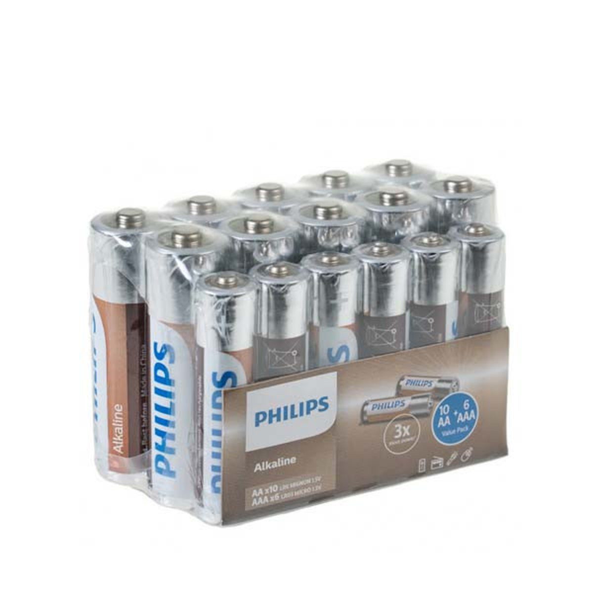Philips Philips Batterie Alkaline 10XAA 6XAA 16 Stück Phil-LR036A16F/10 Verlängerungskabel