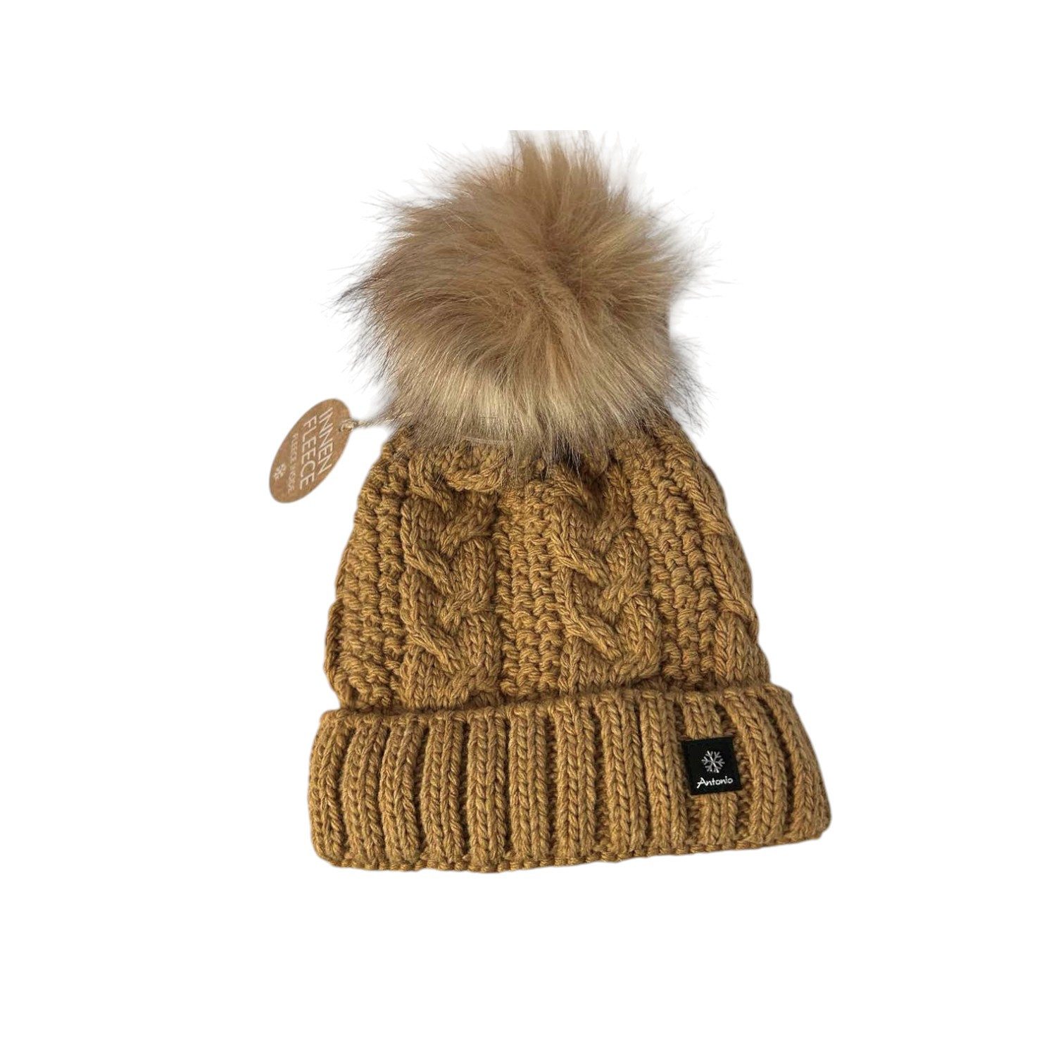 Antonio Bommelmütze Strickmütze für Damen » gefütterte Wintermütze mit Fleece (Einzeln, 1-St., Mütze) » Bommelmütze » Damenmütze mit Zopfmuster