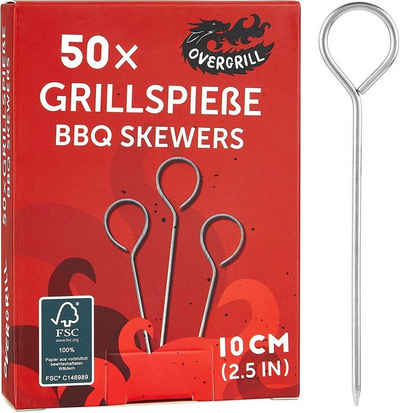 OVERGRILL Grillspieß Overgrill - 50 x Premium Grillspieße 10 cm - BBQ Skewers (50-St., Hitzebesändig), aus rostfreiem Edelstahl