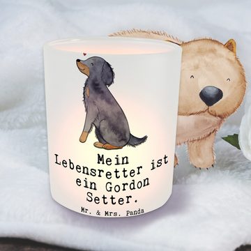 Mr. & Mrs. Panda Windlicht Gordon Setter Lebensretter - Transparent - Geschenk, Hund, Kerzenglas (1 St), Hochwertiges Material
