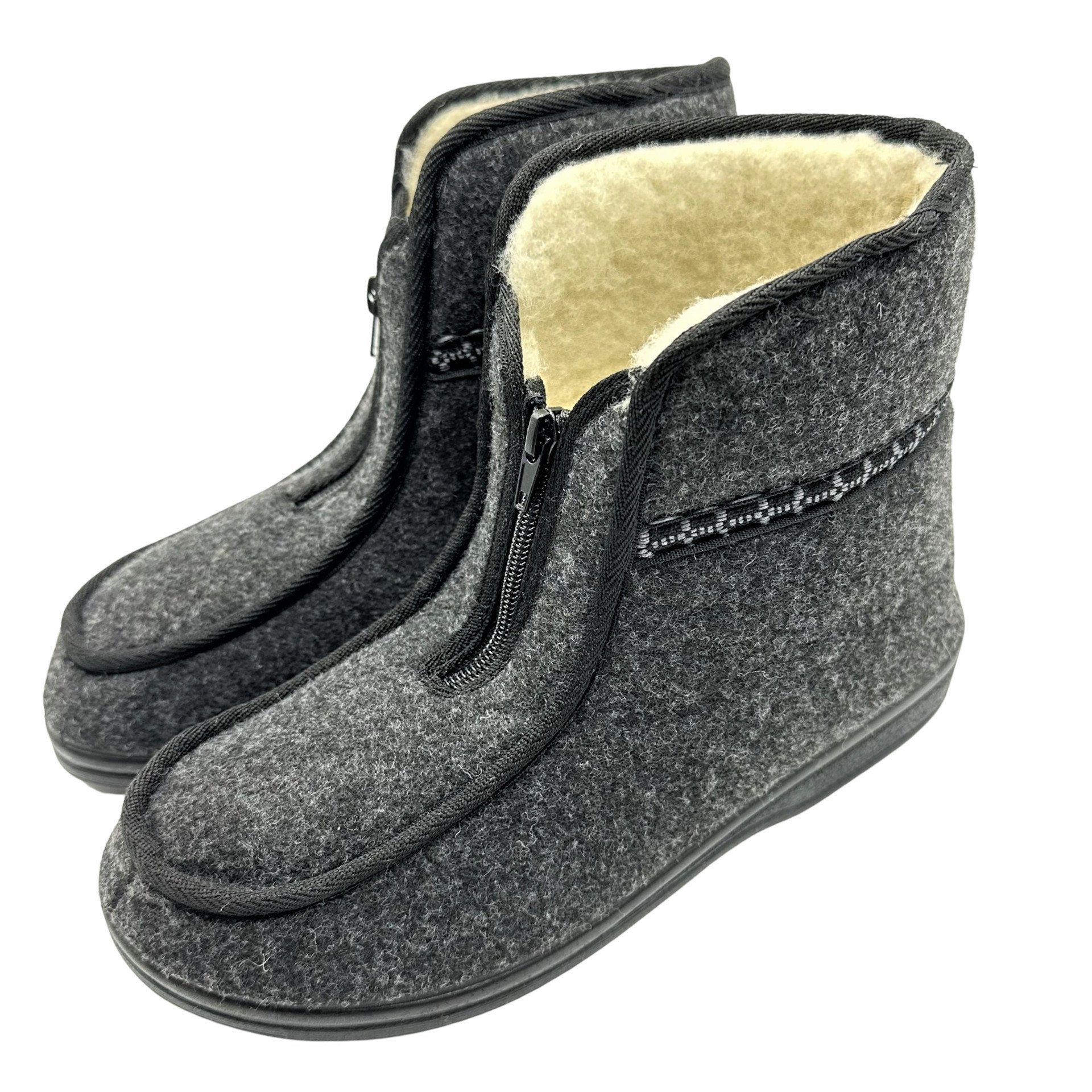 zelbut Damen Herren Winter Hausschuhe Filz Hüttenschuhe Schafwolle Gefüttert Hausschuh Hausstiefel mit Schurwolle