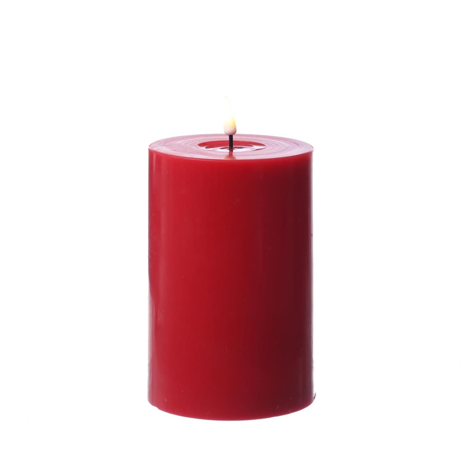 Deluxe Homeart LED-Kerze Mia Deluxe Echtwachs Wachsspiegel flackernd H: 15cm D: 10cm rot, LED Classic, warmweiß (2100K bis 3000K)