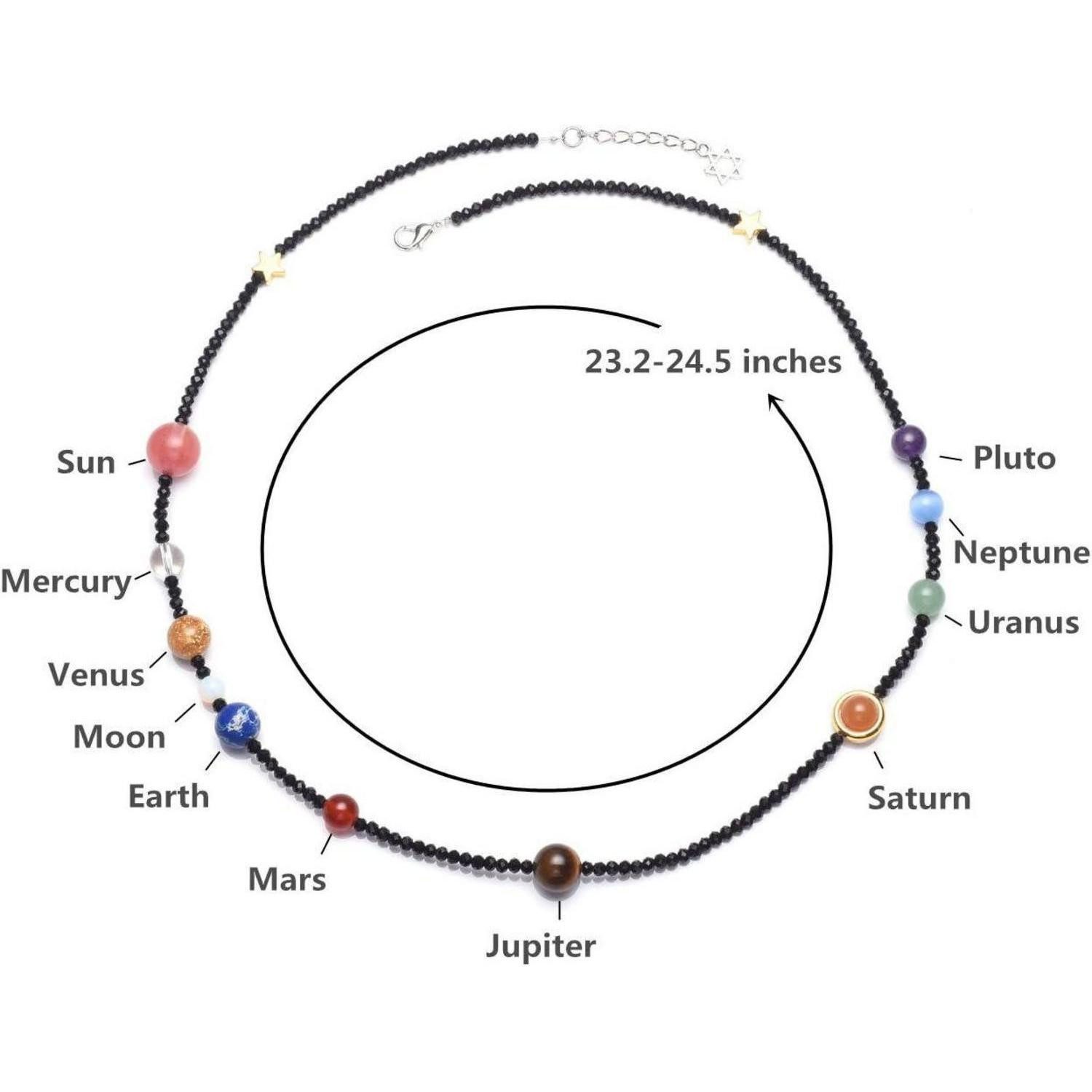 LuxusKollektion Wickelarmband Edelstein-Armband Planet Asteroid Sonnensystem Schwarz