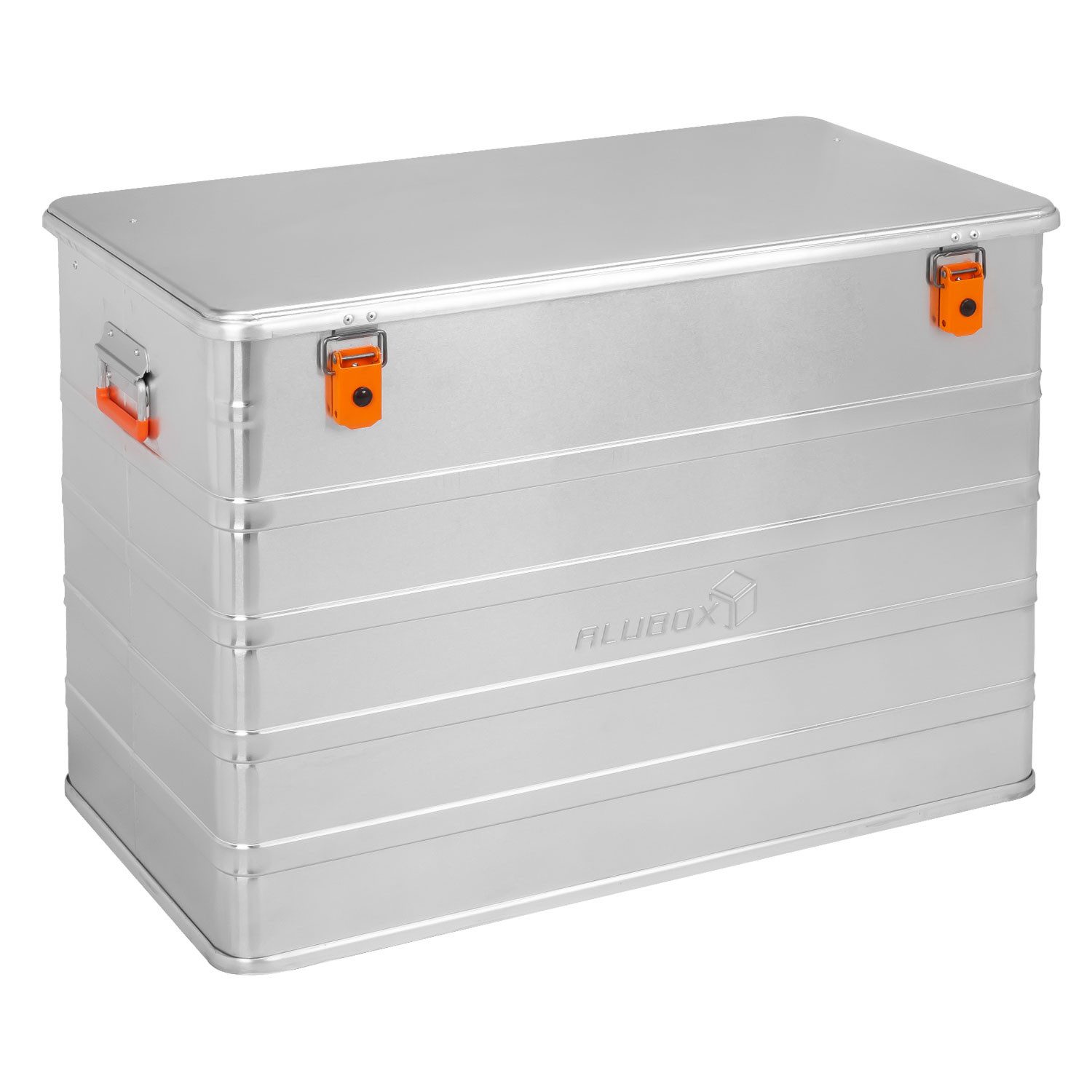 ALUBOX Aufbewahrungsbox Alukiste mit Deckel Universal Transportbox (236 Liter), umlaufende Gummidichtung - selbsteinklappende Federgriffe