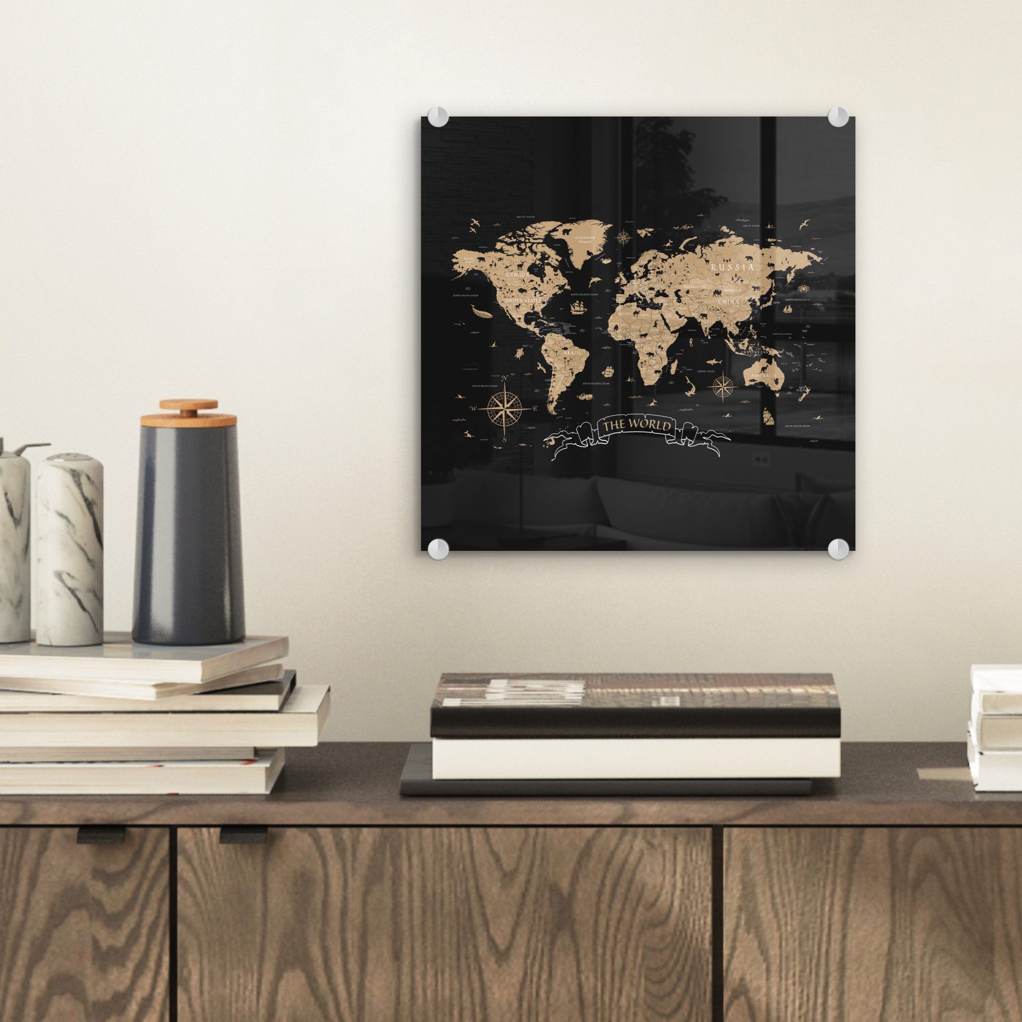 MuchoWow Acrylglasbild Weltkarte - Beige - günstig online kaufen