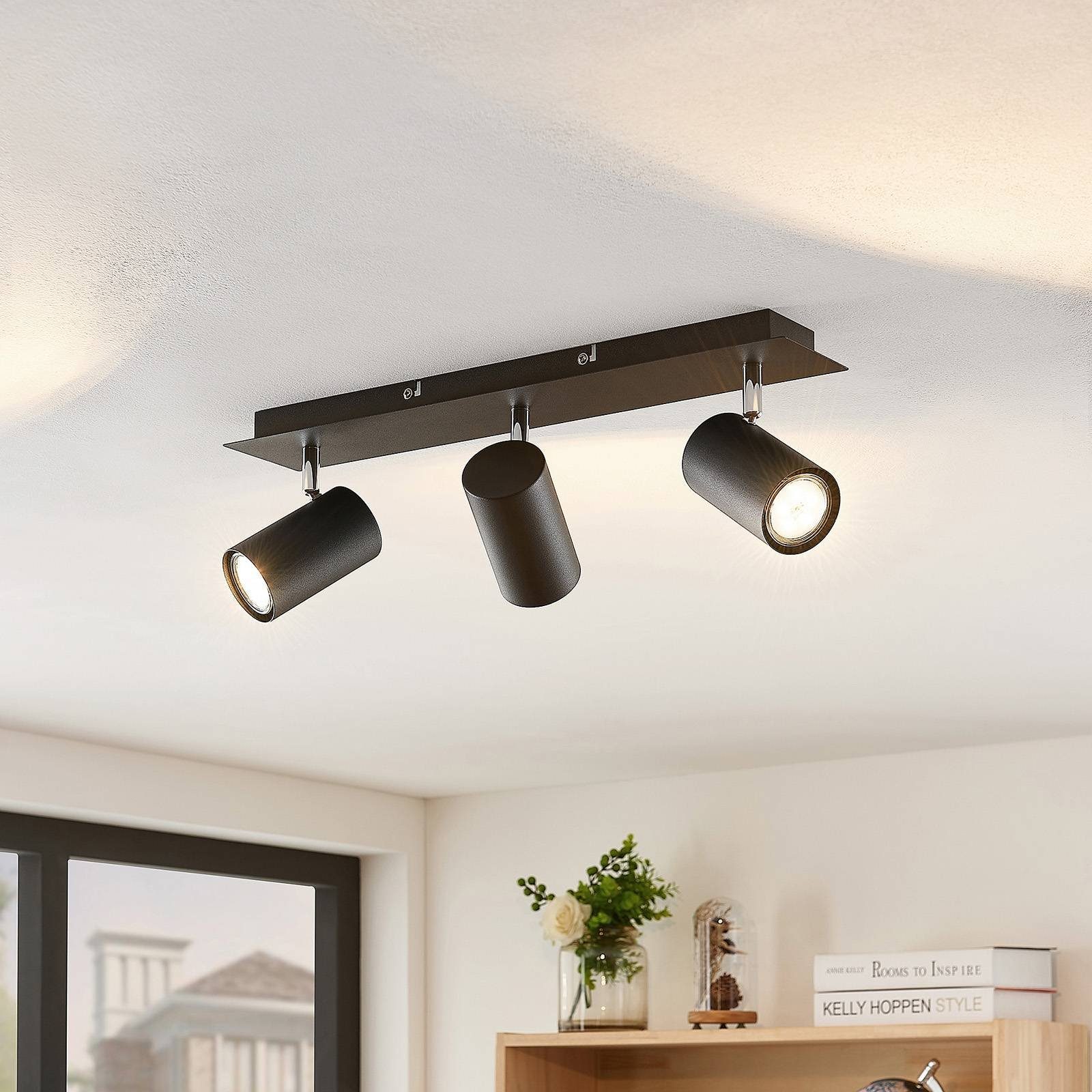 Lindby Deckenstrahler Joffrey, Metall, Schwarz IP20, 3 x 10 W LED