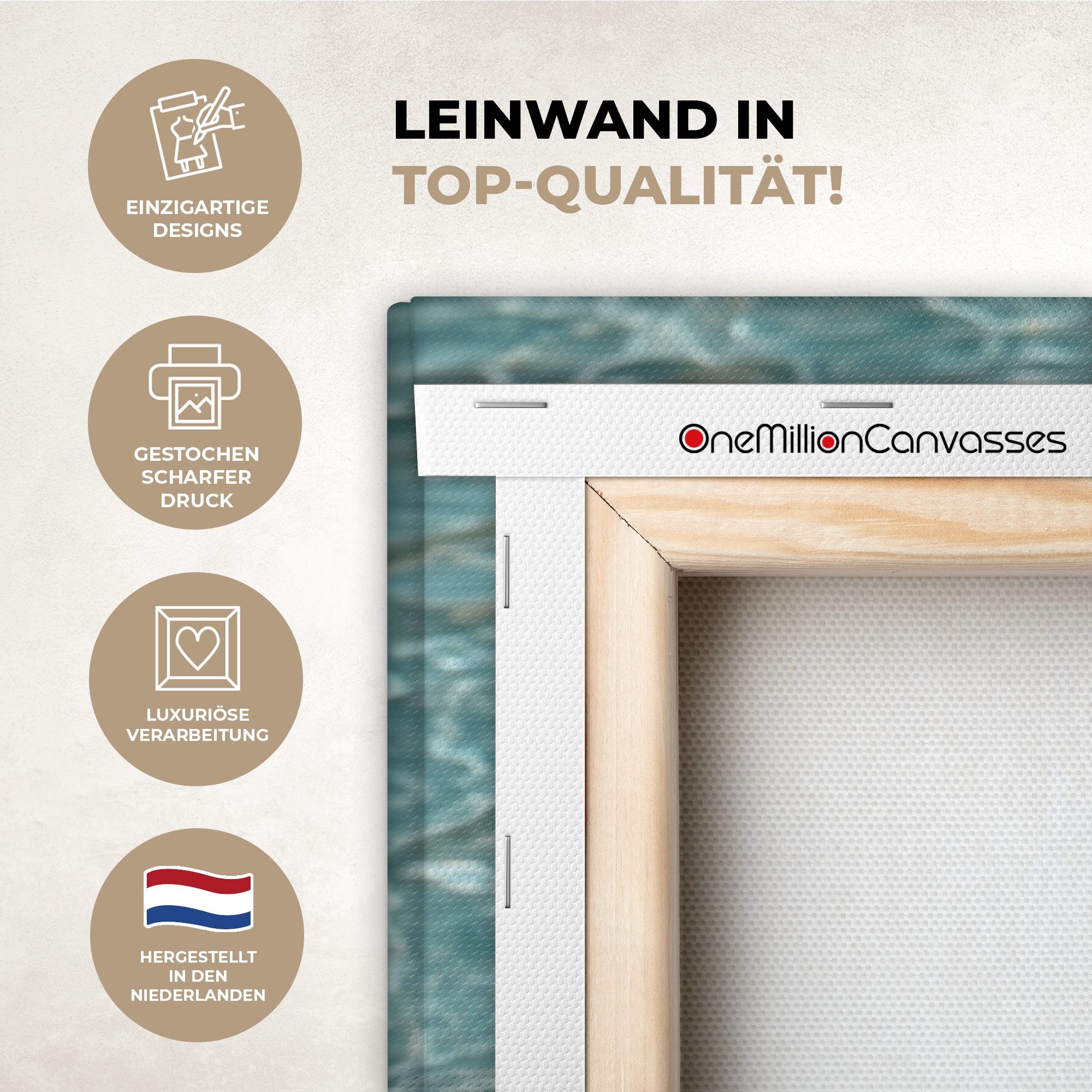 OneMillionCanvasses® Leinwandbild Gummi-Ente - Schwimmband - Gelb, Fotodruck (1 St), Leinwandbilder XXL für Wohnzimmer 90x140 cm