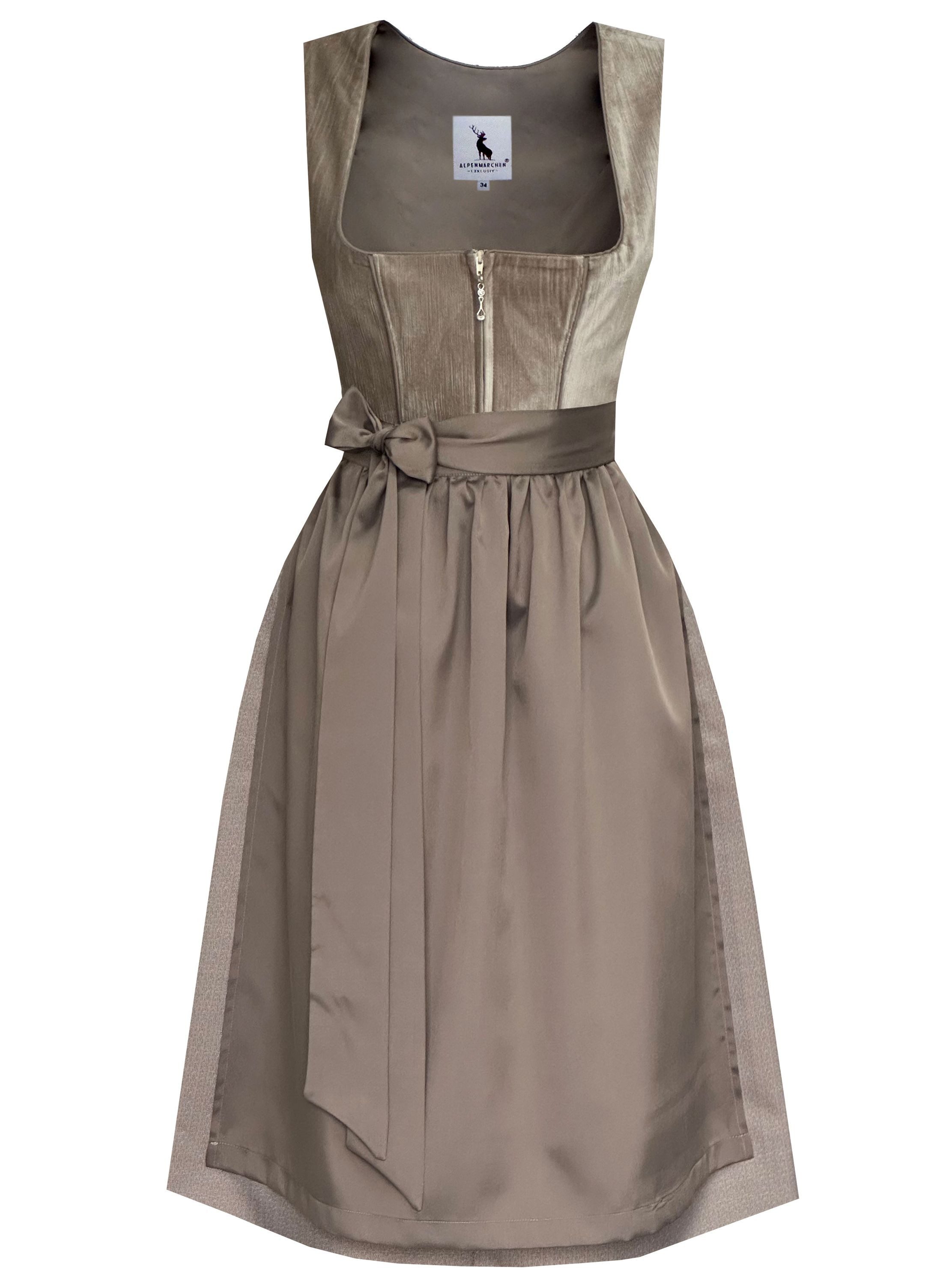 Alpenmärchen Dirndl Midi Dirndl Enora in braun - ALM1067