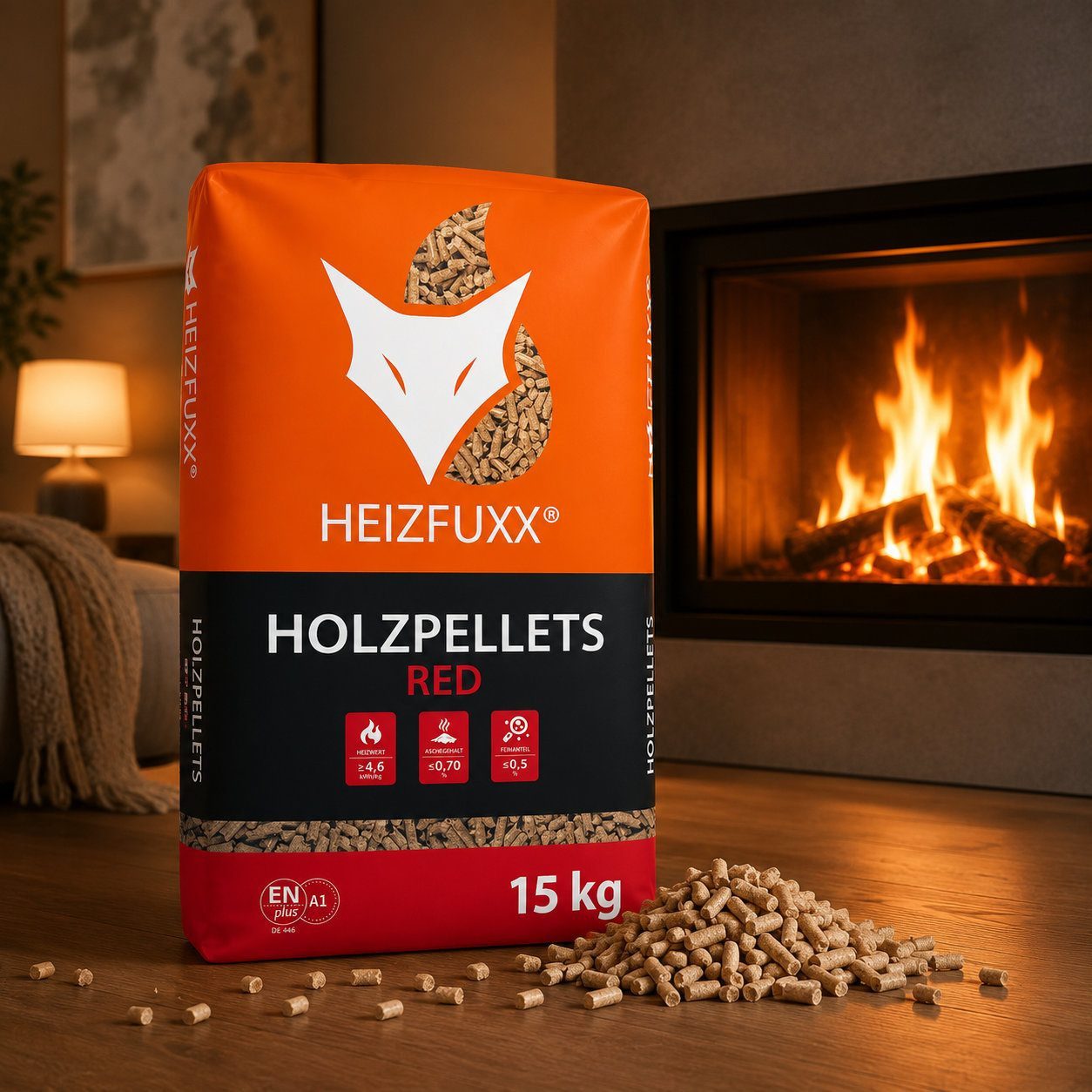 HEIZFUXX Holzpellets Red ENplus A1 Holzpellets Hartholz, 30 kg, (Paket, 2-St) – Bild 5 von 5