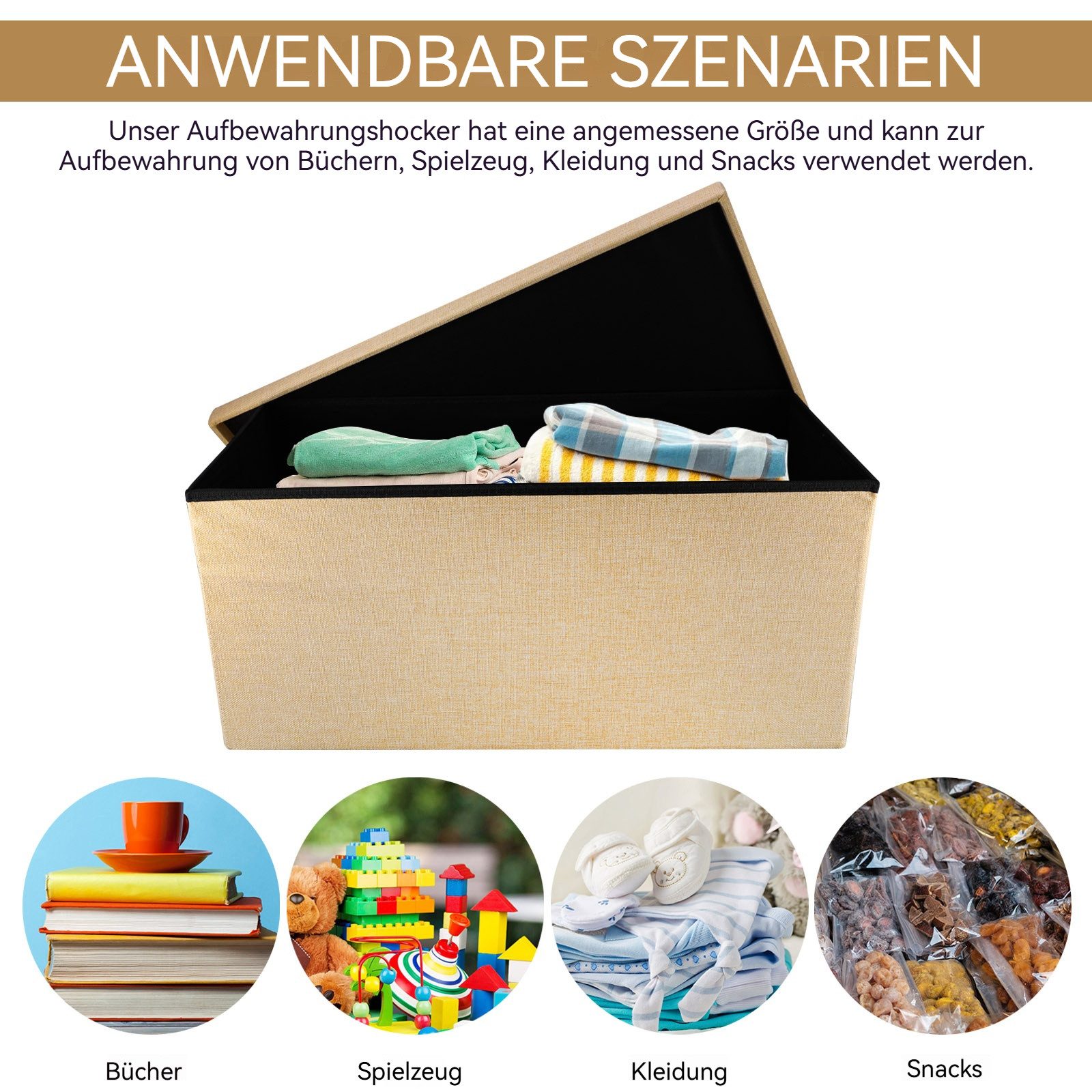 BlingBin Sitzhocker Bettbank mit Stauraum Sitzbank Faltbar Truhen Sitztruhe günstig online kaufen