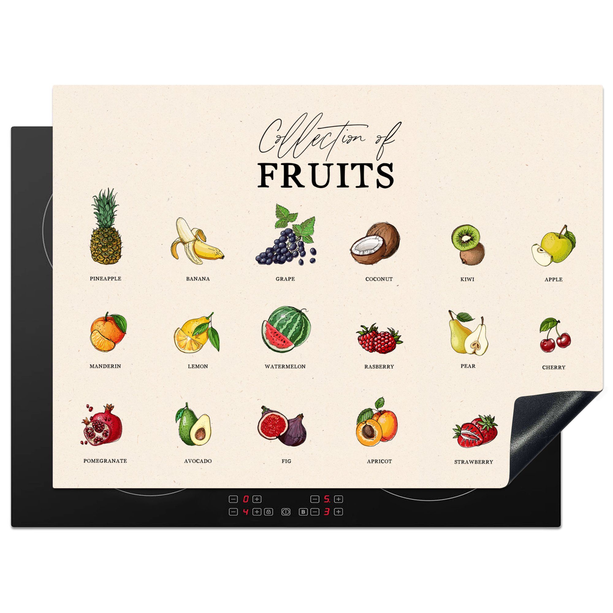 MuchoWow Herdblende-/Abdeckplatte Obst - Küche - Lebensmittel, Vinyl, (1 tlg), 71x52 cm, Induktionskochfeld Schutz für die küche, Ceranfeldabdeckung