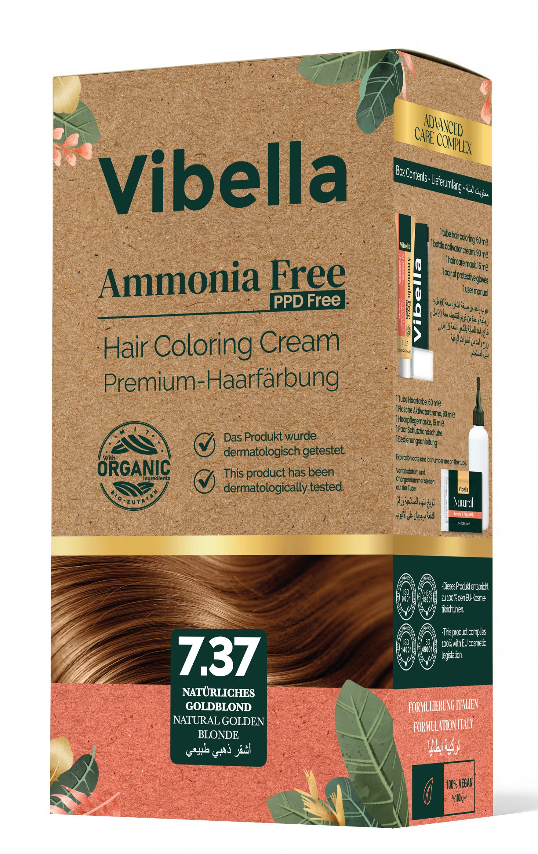 Vibella Haarfarbe Haarfärbecreme Nr. 7,37 Natürliches Goldblond