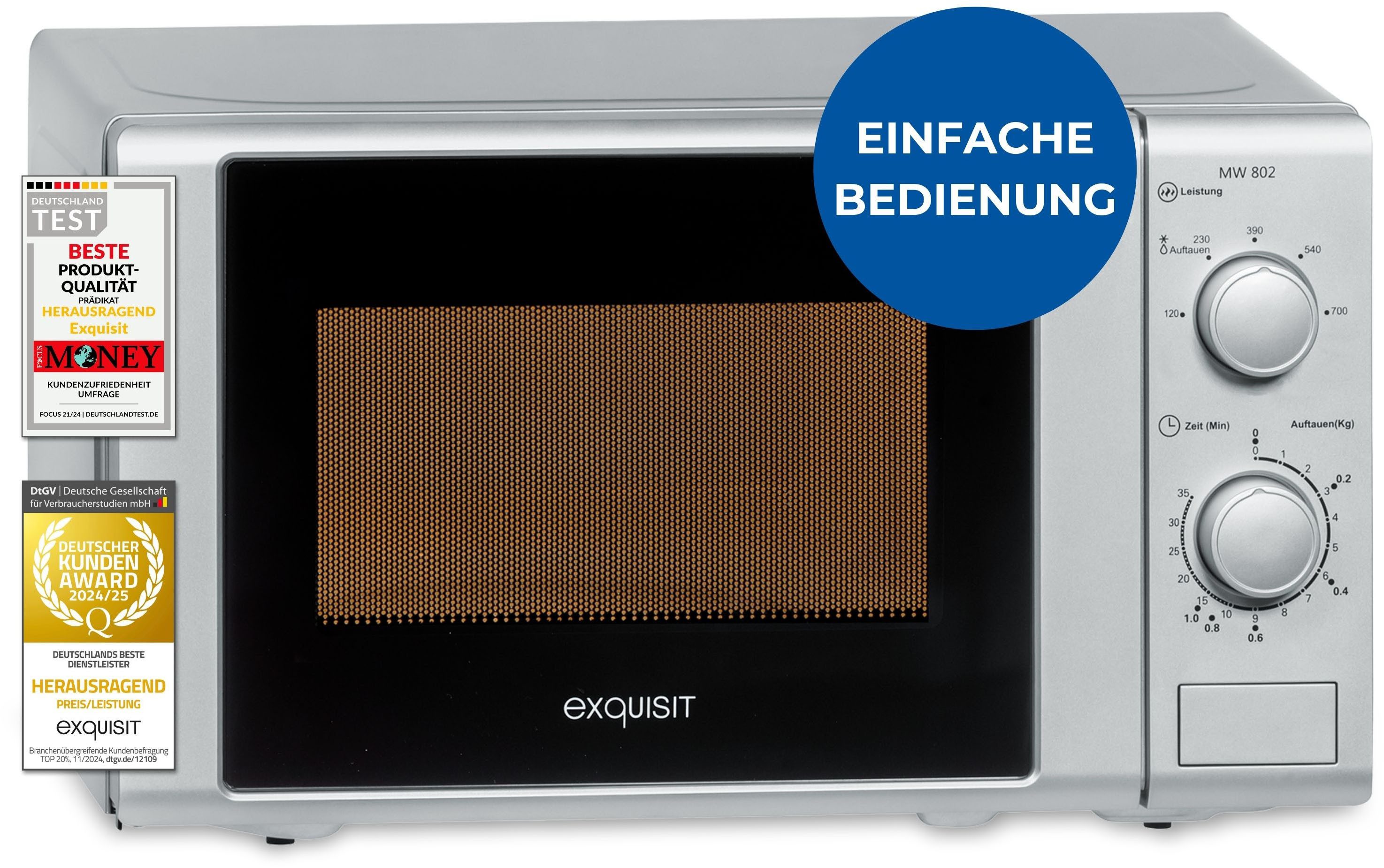 exquisit Mikrowelle MW 900-030, Mikrowelle, 20 l, silber