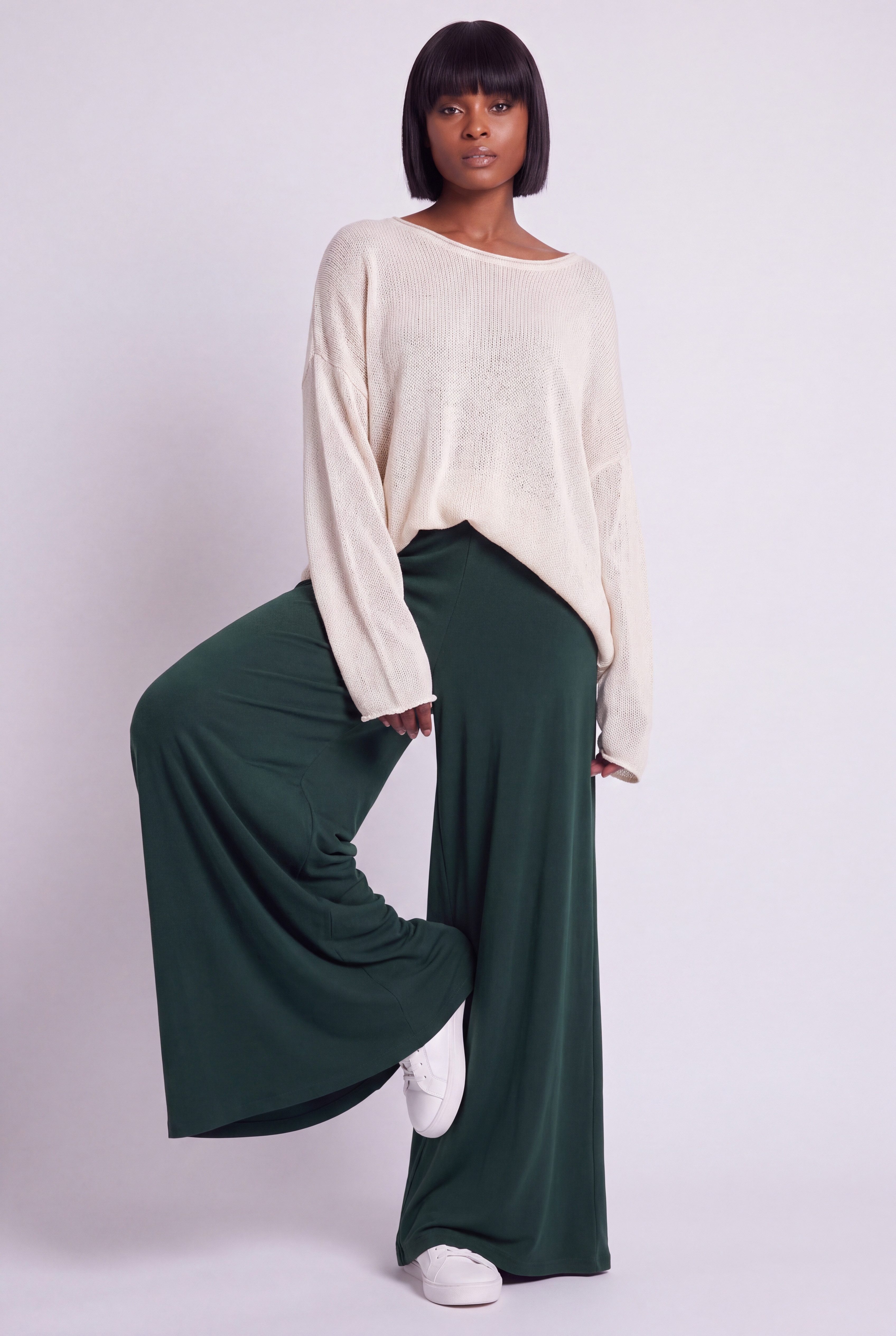 YC Fashion & Style Palazzohose Palazzohose -Leg-Jerseyhose mit weitem Bein mit elastischem Bund