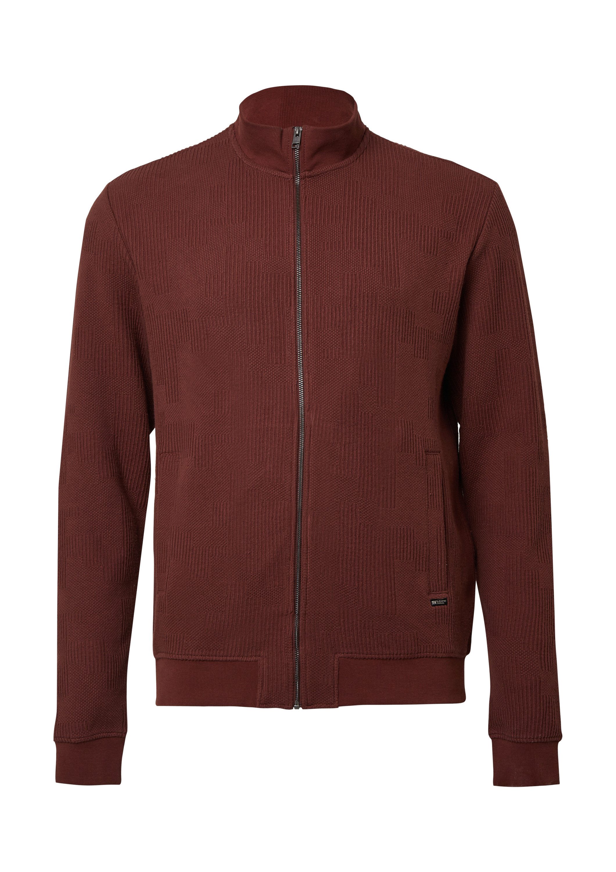 s.Oliver Sweatjacke Sweatshirt Jacke Strukturierte Sweatshirtjacke mit Stehkragen