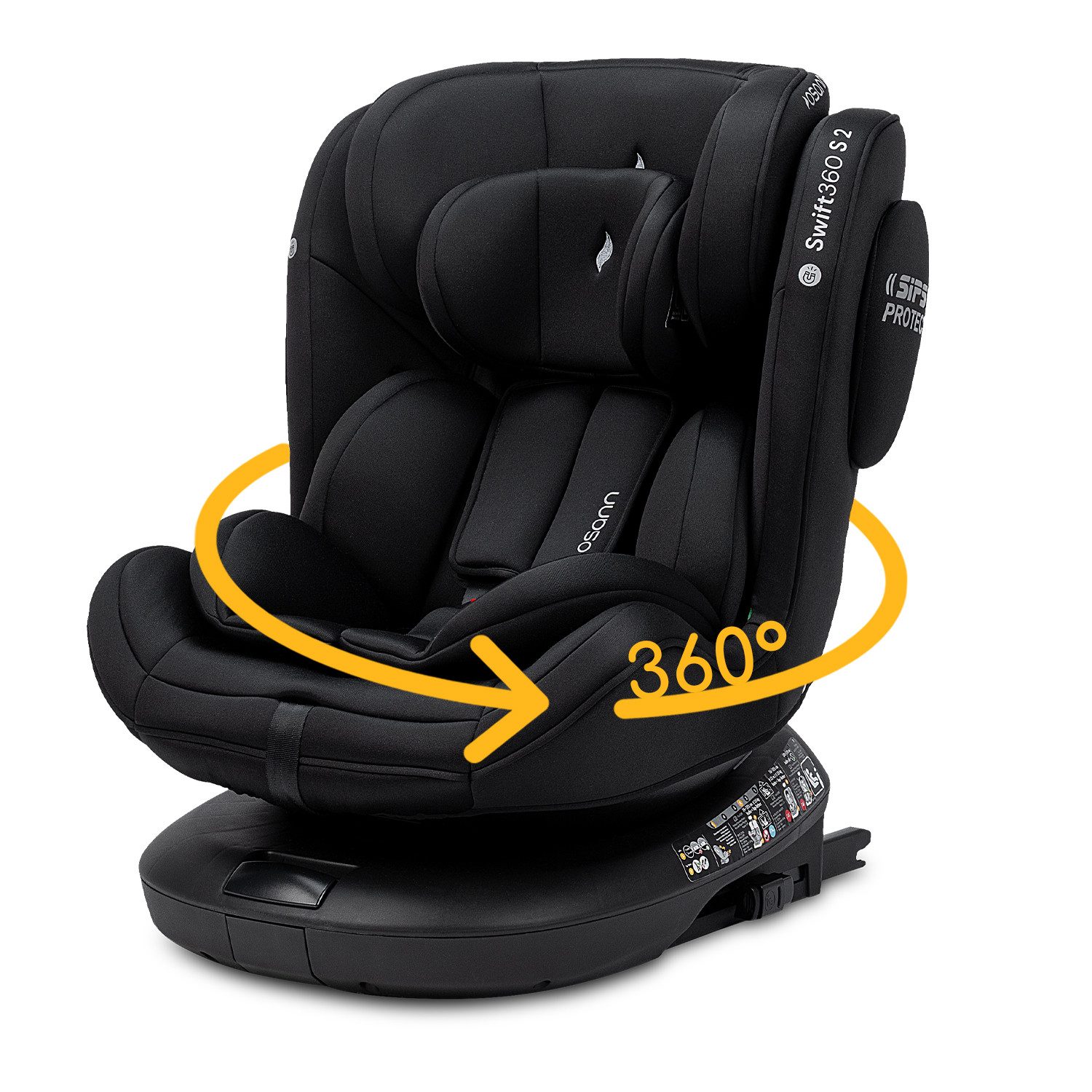 Osann Autokindersitz Swift360 S 2, Reboarder 360 drehbar, Kindersitz ab 1 Jahr mit Isofix, ab: 15 Monate, bis: 12 Jahre, ab: 76 cm, bis: 150 cm, wachbarer Bezug, 5 verschiedene Sitzpositionen und mitwachsend
