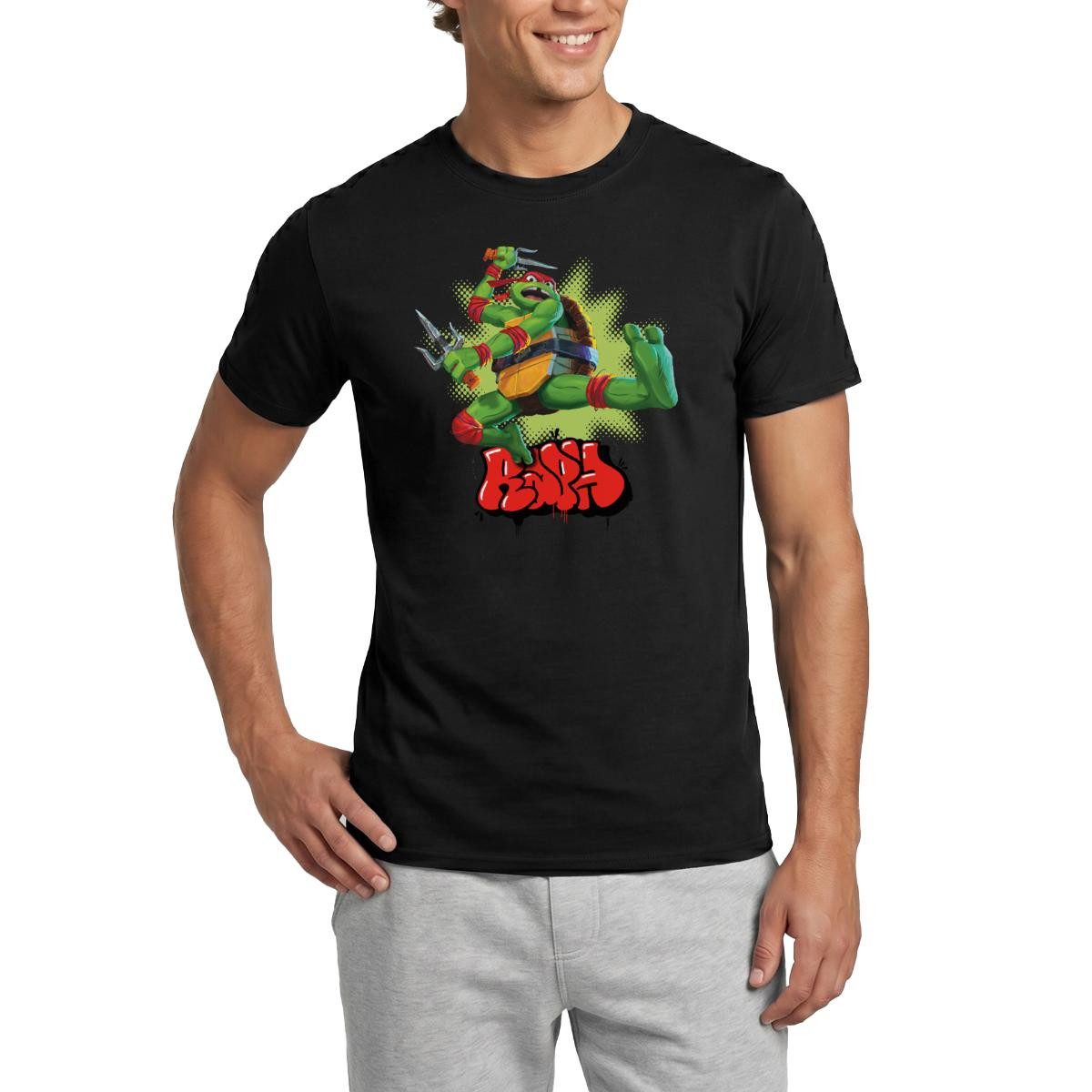 T-Shirt TMNT Mutant Mayhem Mit Turtle Raph Männer T-Shirt