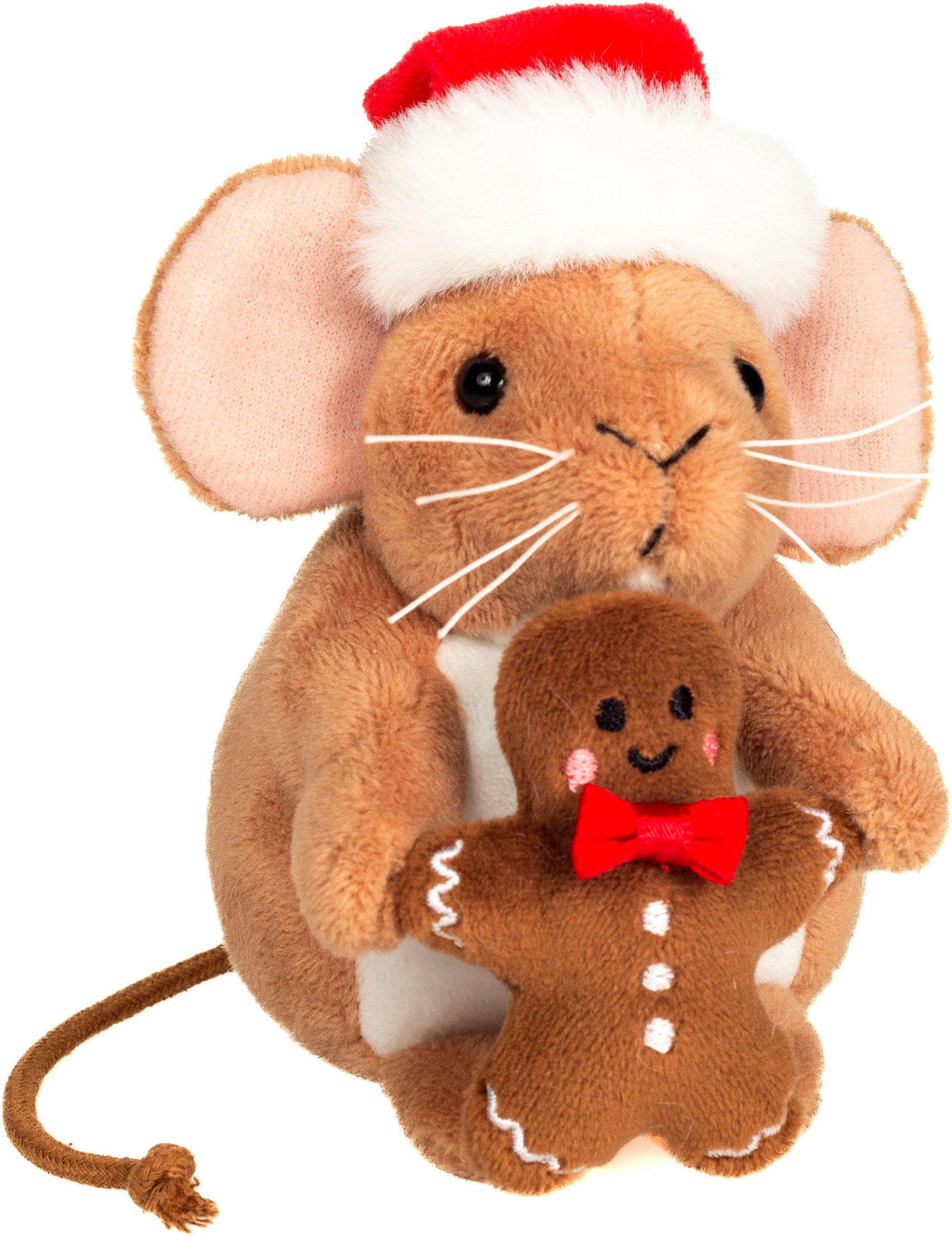Teddy Hermann® Kuscheltier Weihnachtsmaus mit Lebkuchenmann, 11 cm