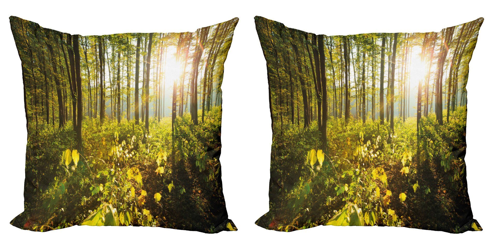 Sonnenstrahlen (2 Woods Abakuhaus Modern Laub Wald Accent Doppelseitiger Kissenbezüge Stück), Digitaldruck,