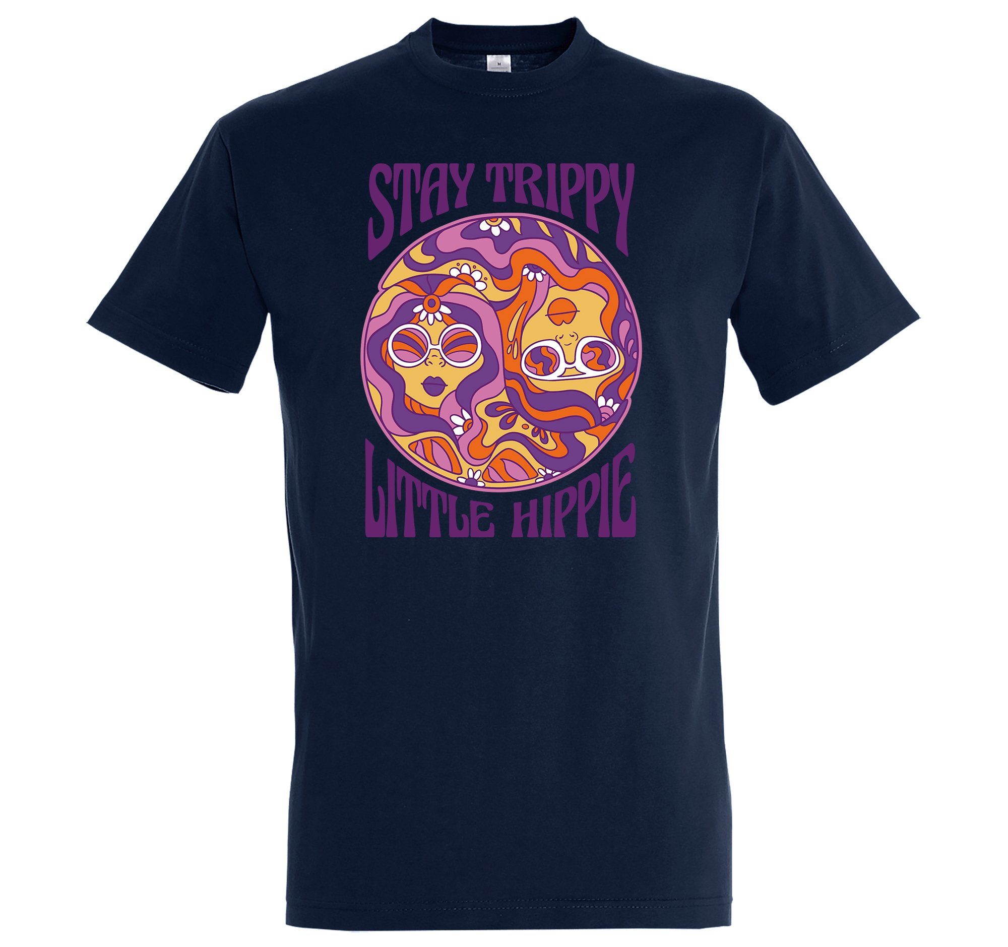 Youth Designz T-Shirt mit Trippy Herren Frontprint Shirt Little trendigem Hippie Navyblau Stay